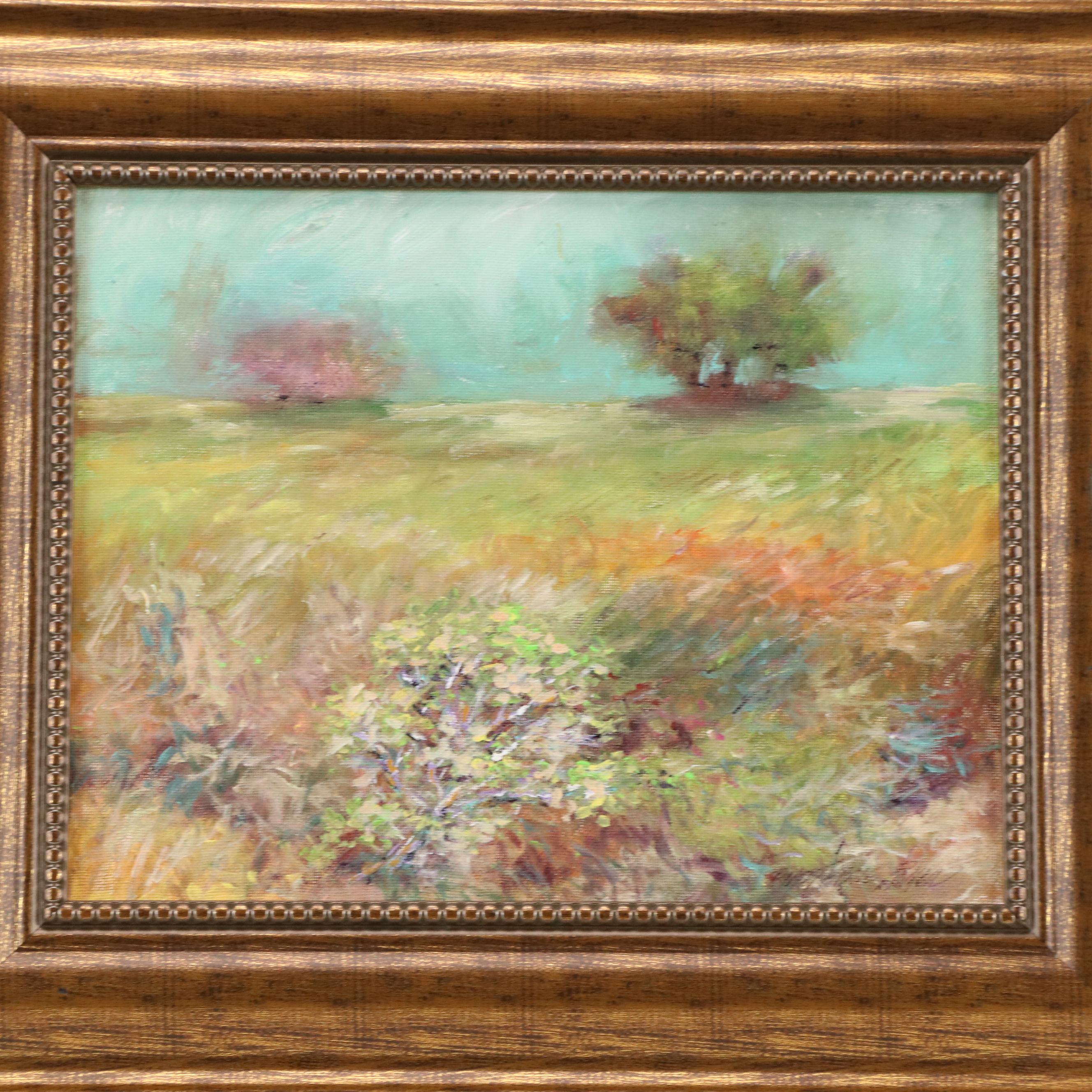 Robert Riddle Baker Landscape Acrylic Painting "Wild Bush," 2024