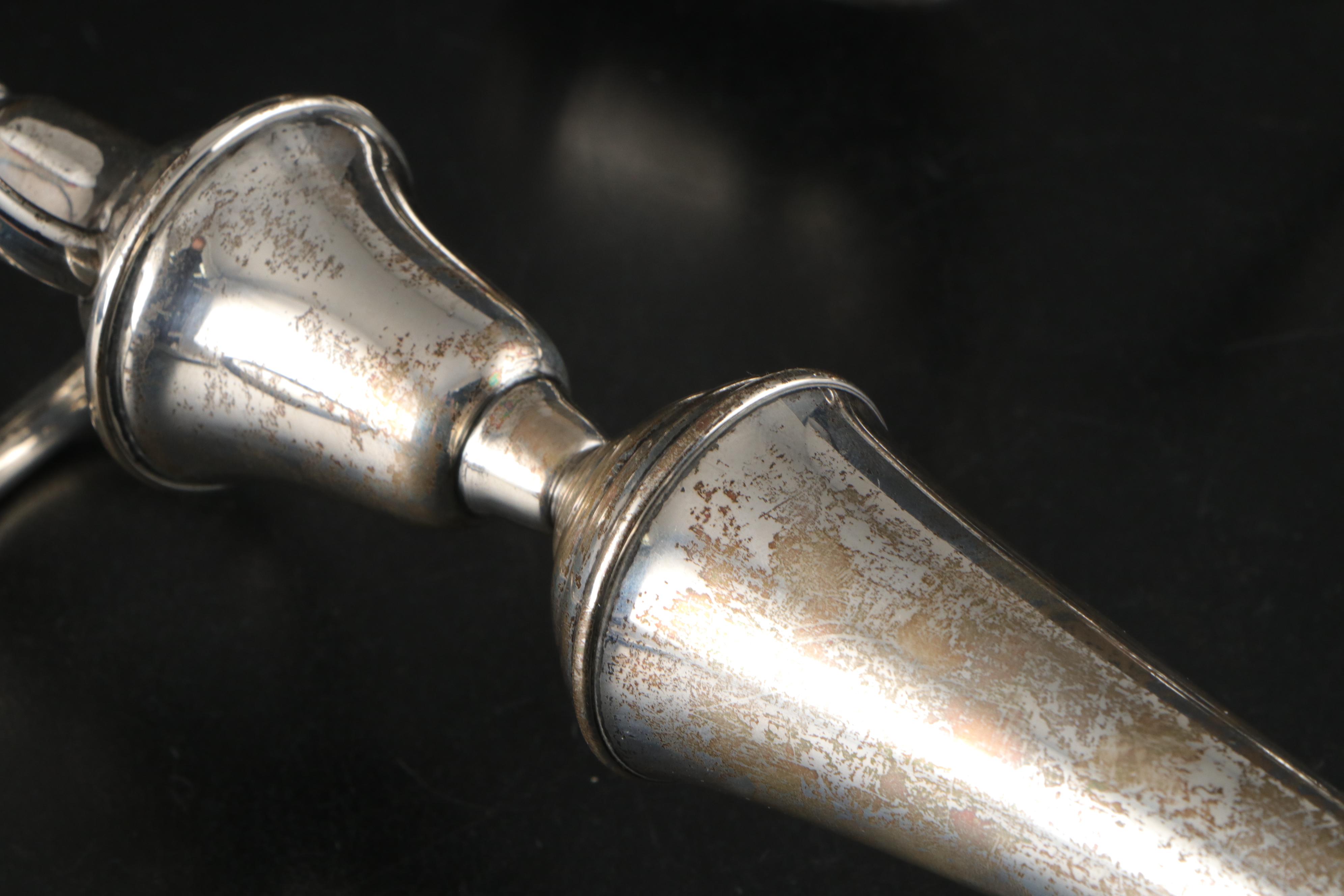 Rogers Weighted Sterling Silver Three-Light Candlesticks Pair