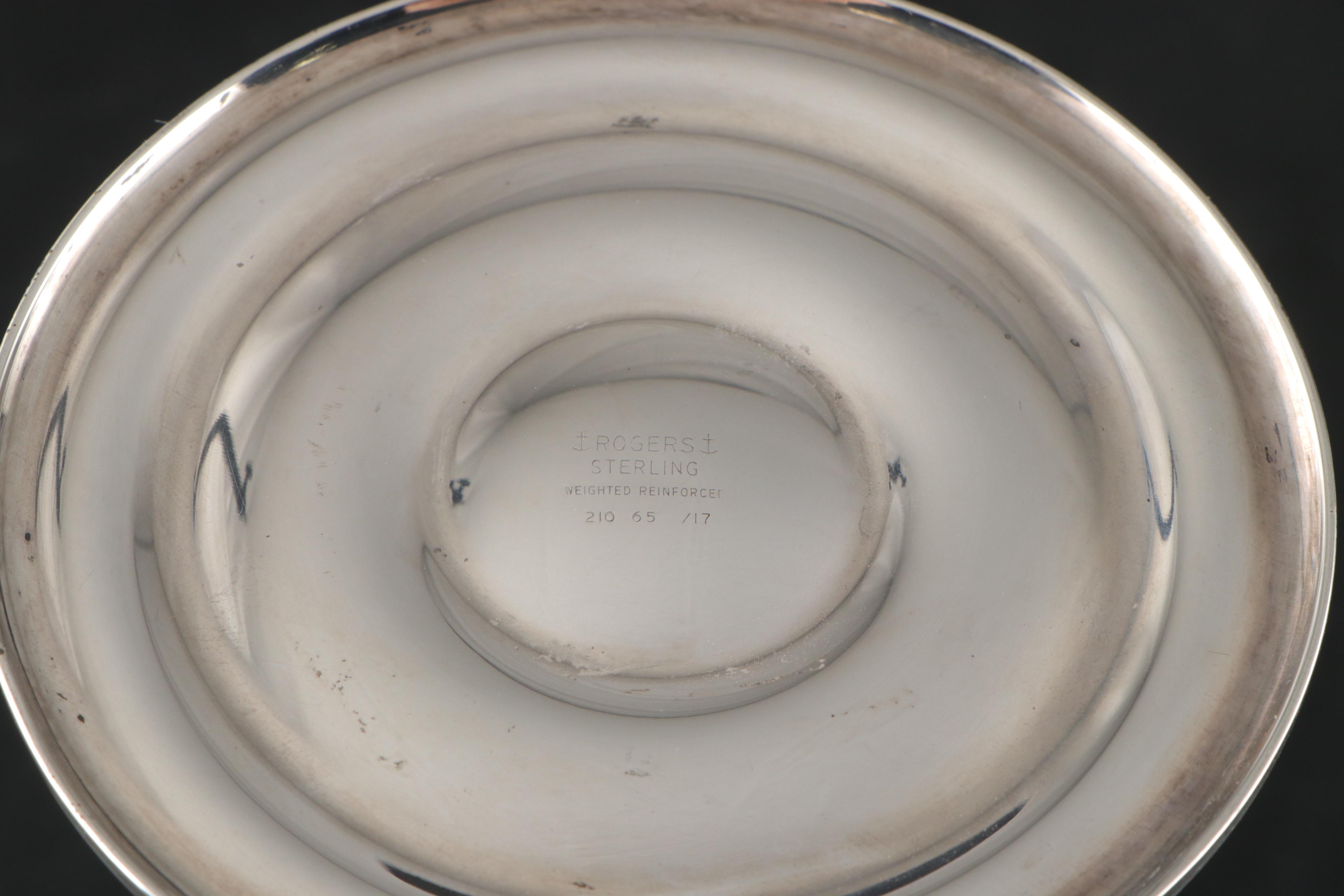 Rogers Weighted Sterling Silver Three-Light Candlesticks Pair