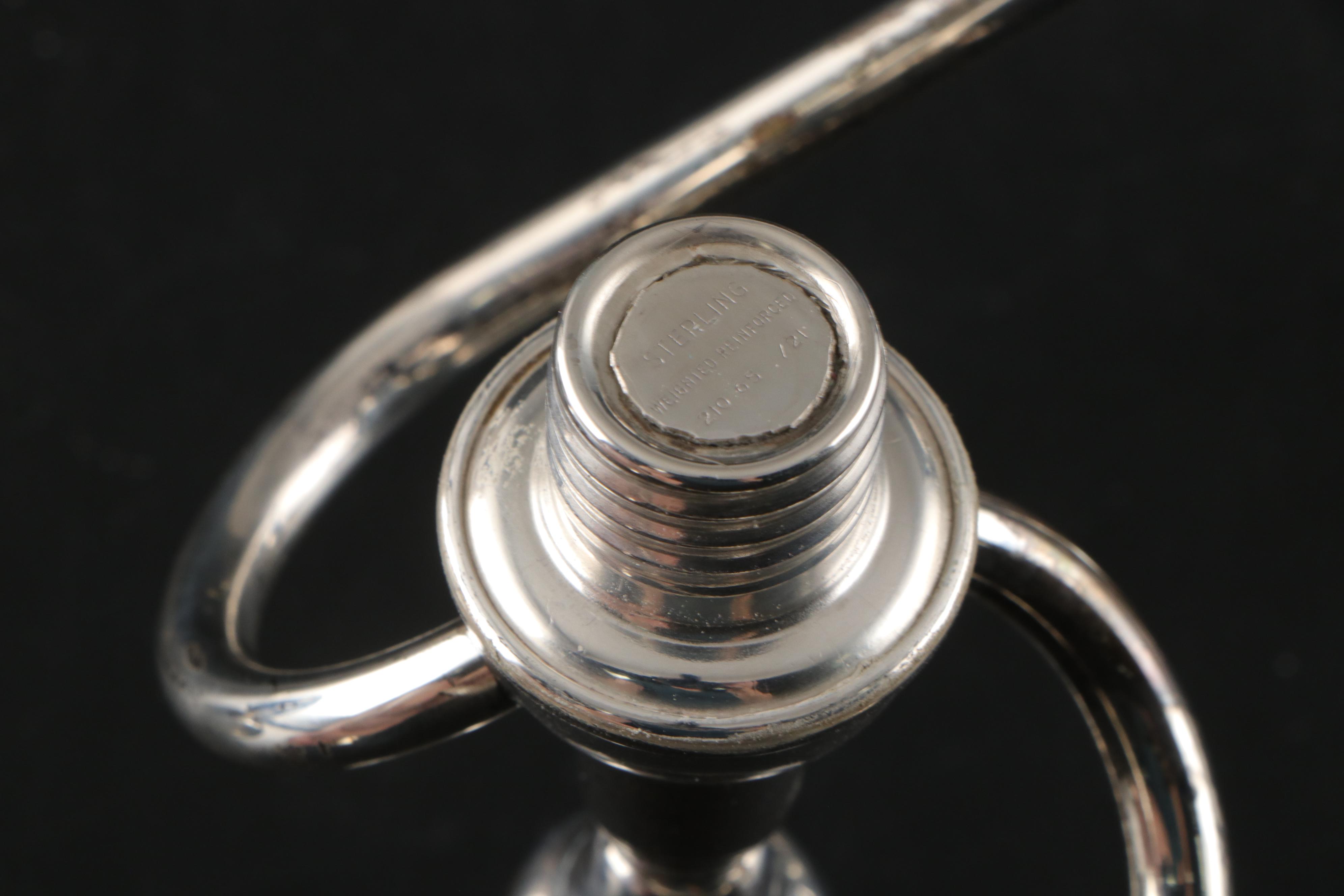 Rogers Weighted Sterling Silver Three-Light Candlesticks Pair