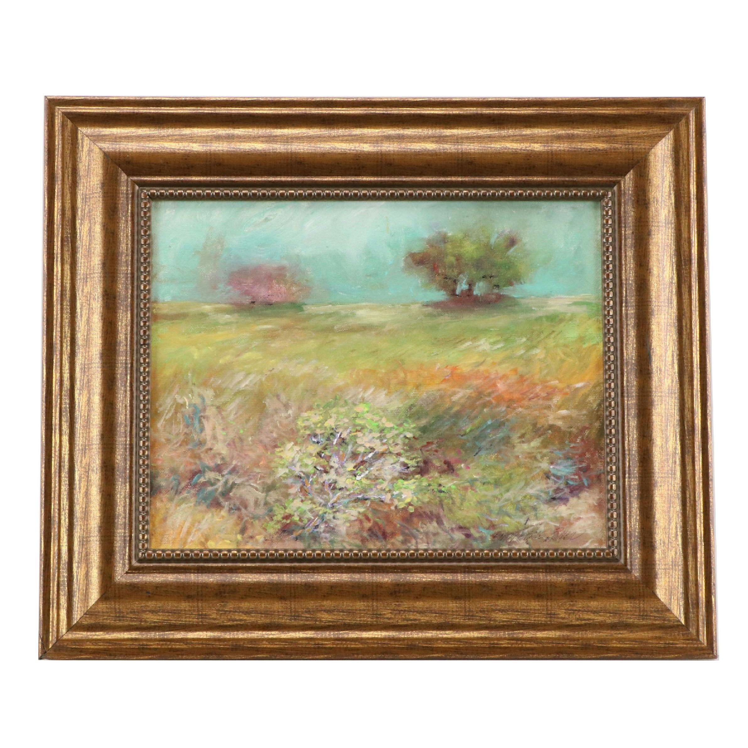 Robert Riddle Baker Landscape Acrylic Painting "Wild Bush," 2024