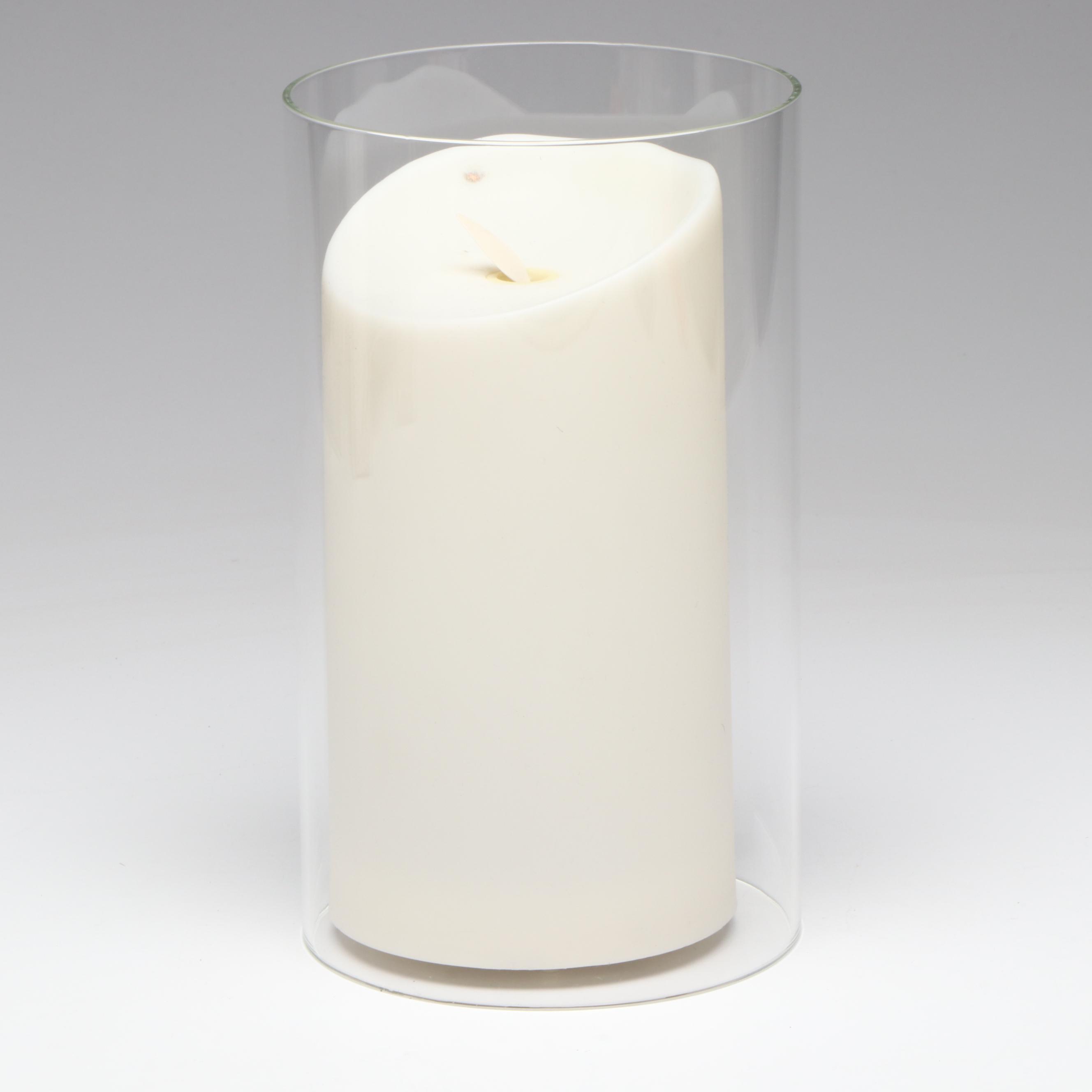 Luminara Flameless Candles with Artificial Greenery and Coaster Set