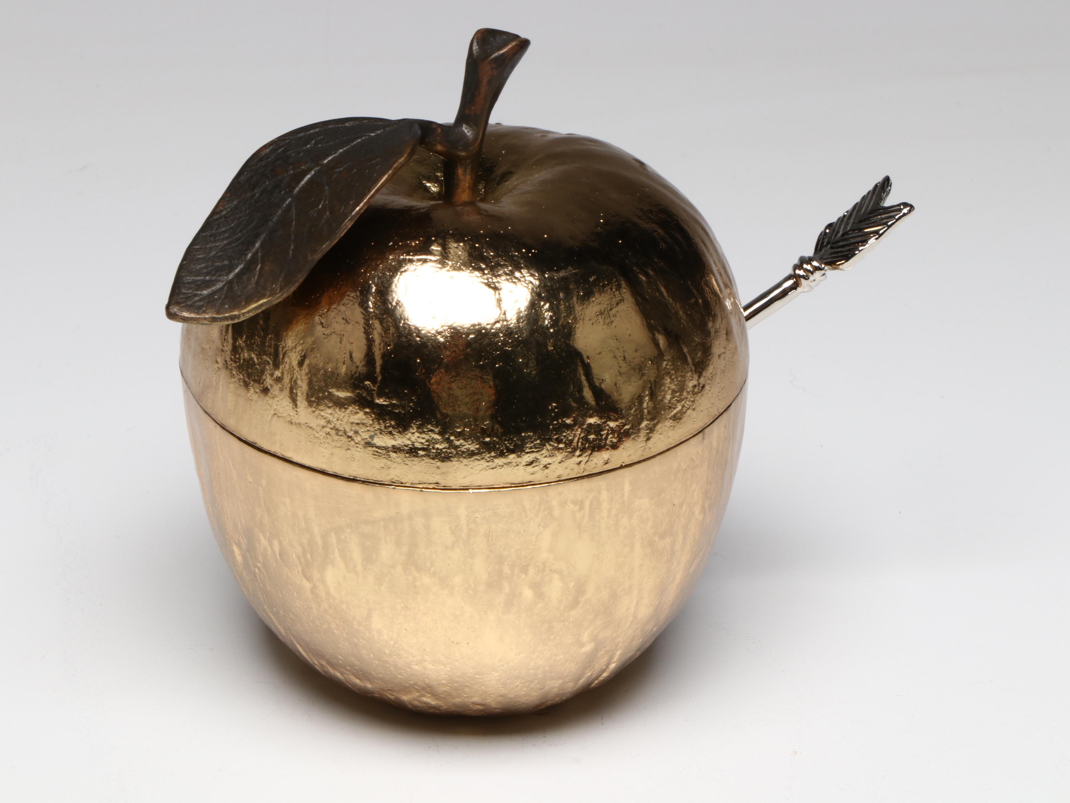 Michael Aram "Lemonwood" Tray with Apple Shaped Honey Pot and Other Coasters