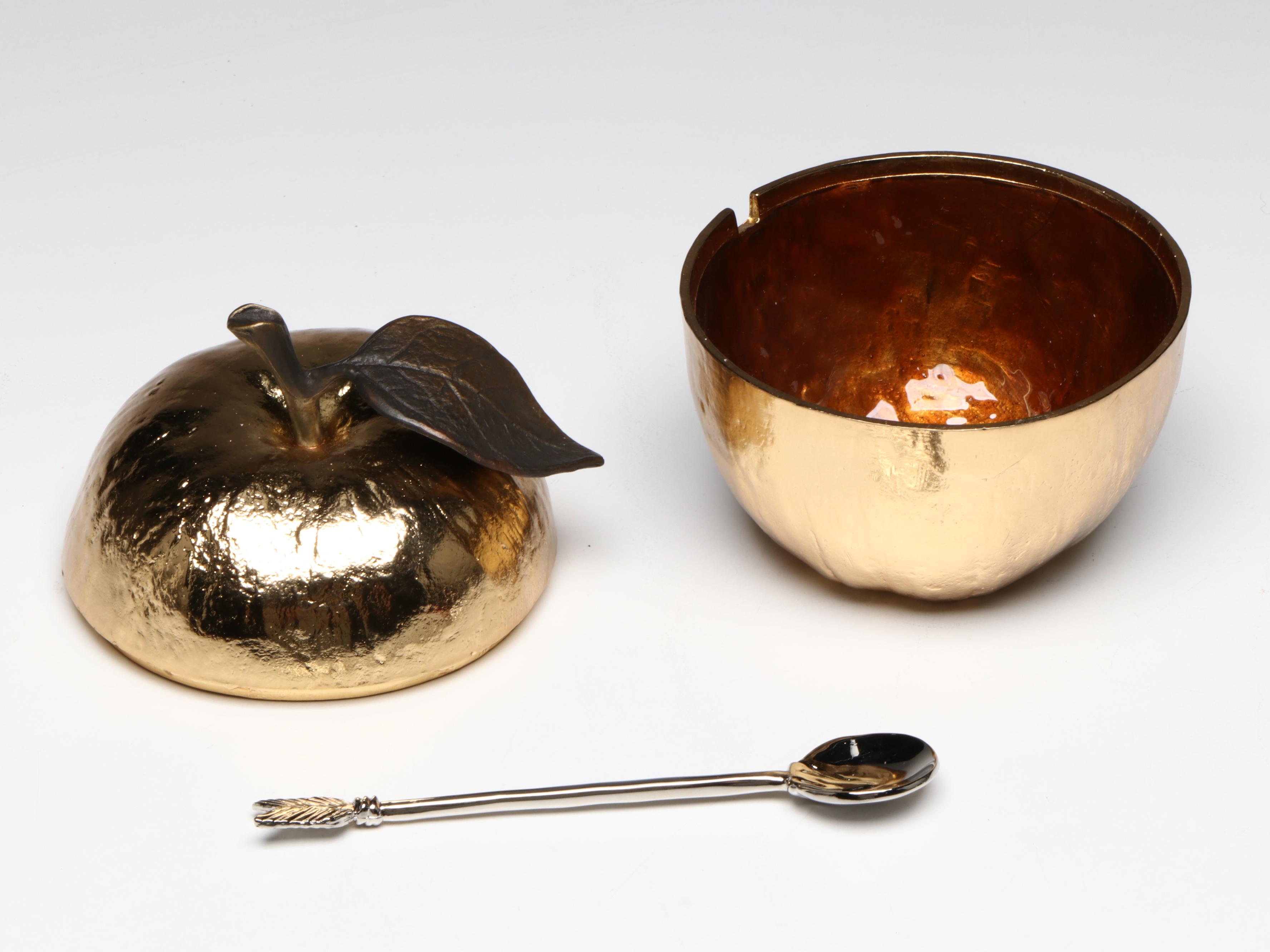 Michael Aram "Lemonwood" Tray with Apple Shaped Honey Pot and Other Coasters