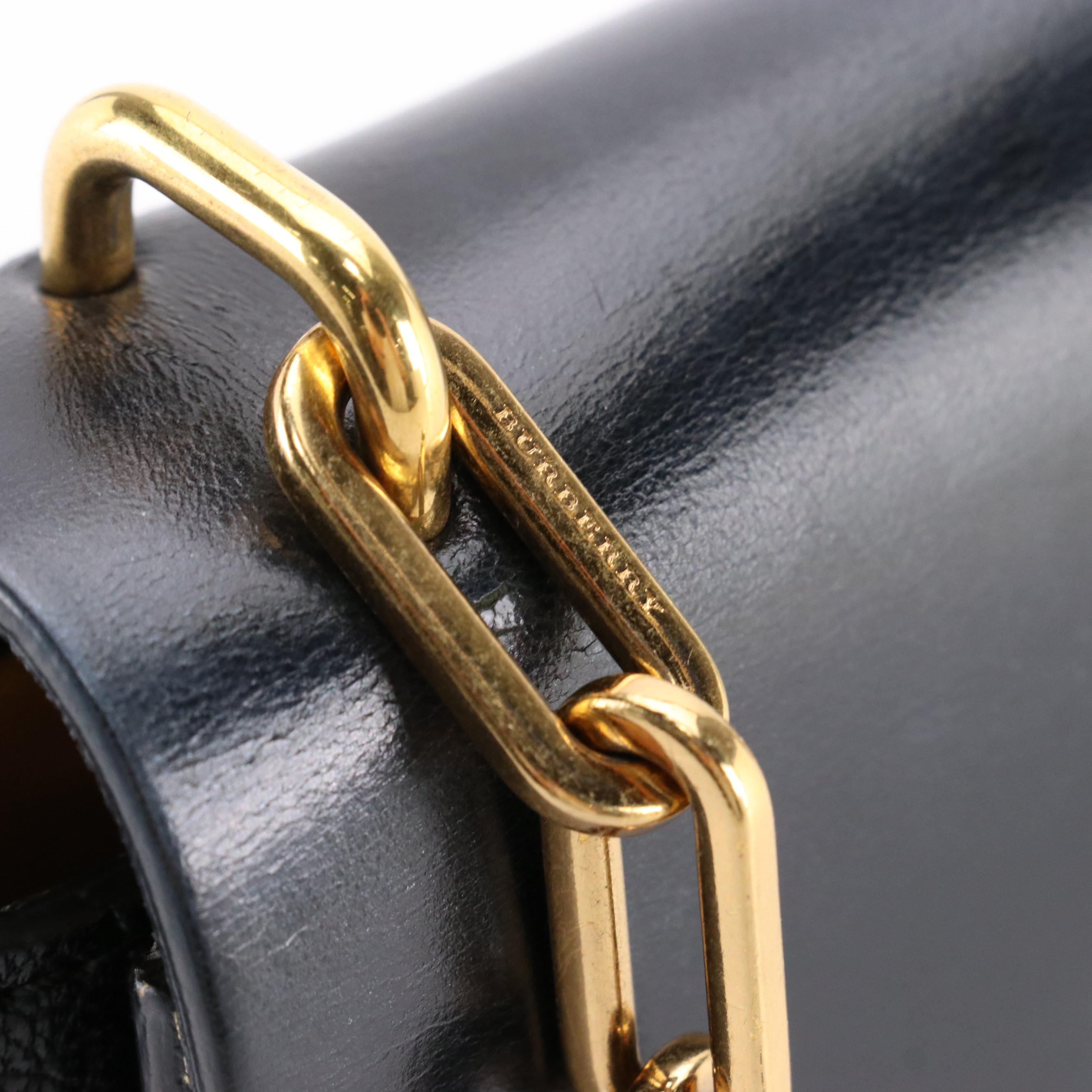 Burberry Black Leather Flap-Front Chain Strap Shoulder Bag