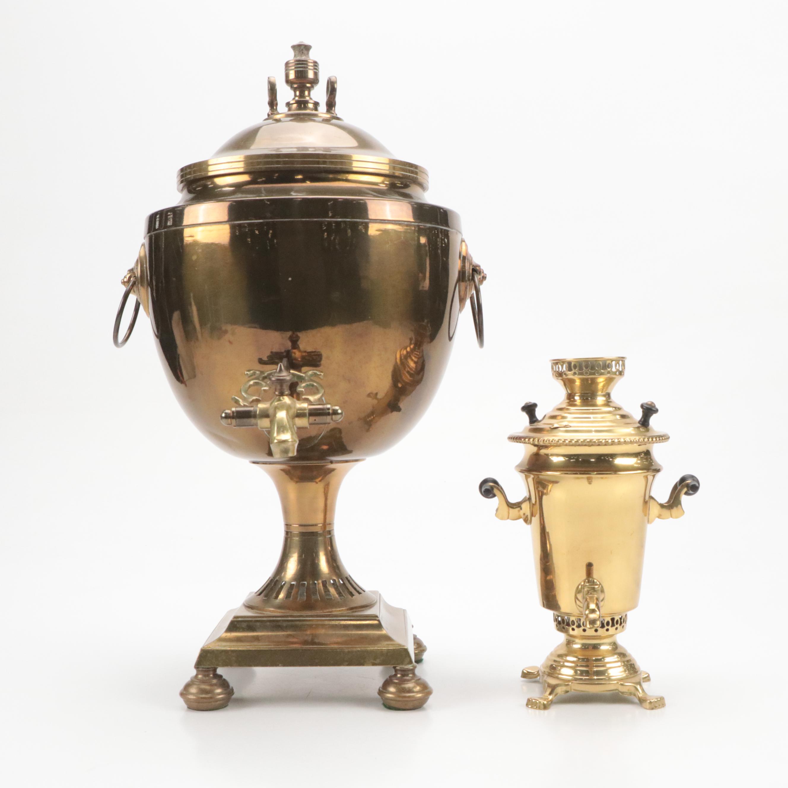 Brass Footed Tea Urn with Russian Samovar