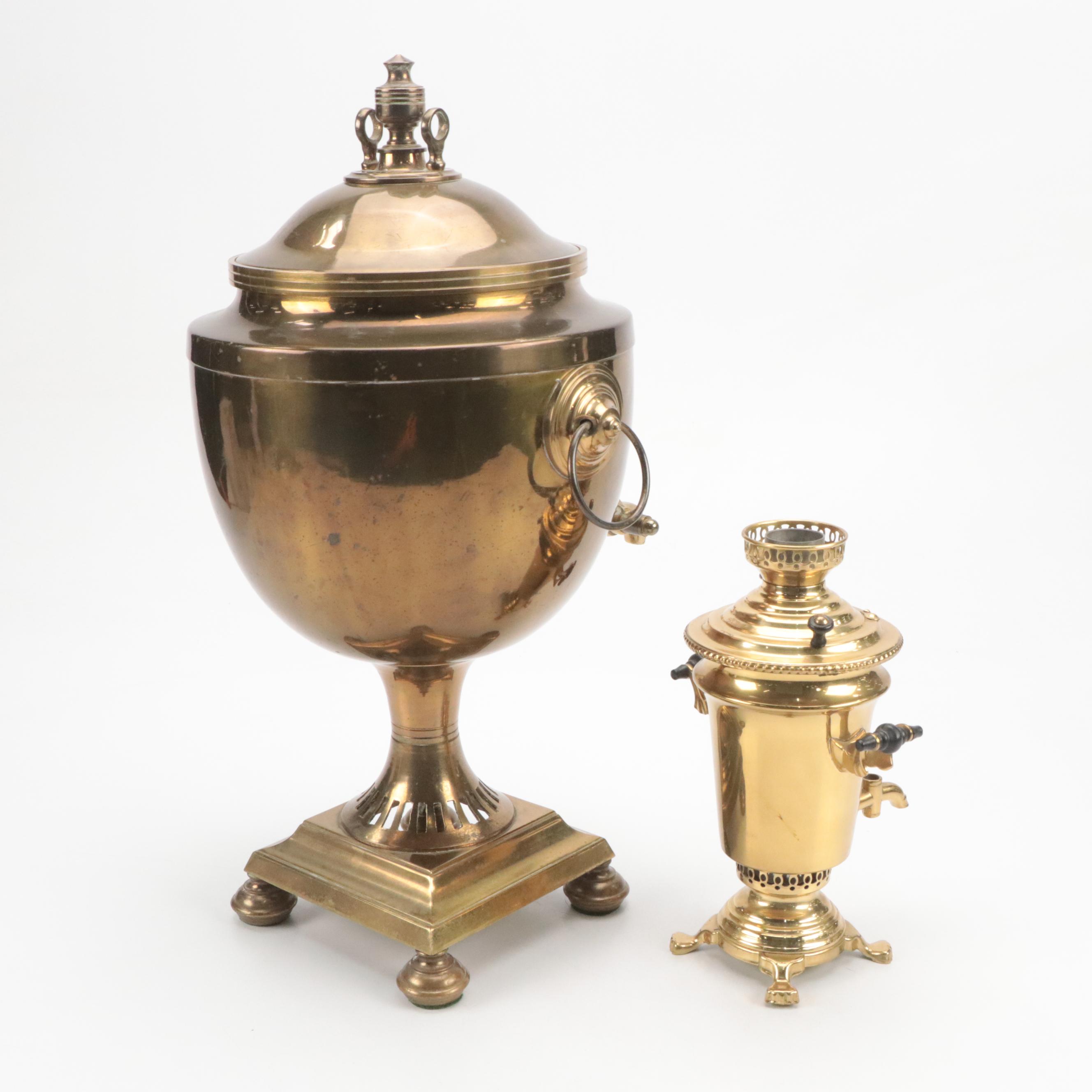 Brass Footed Tea Urn with Russian Samovar