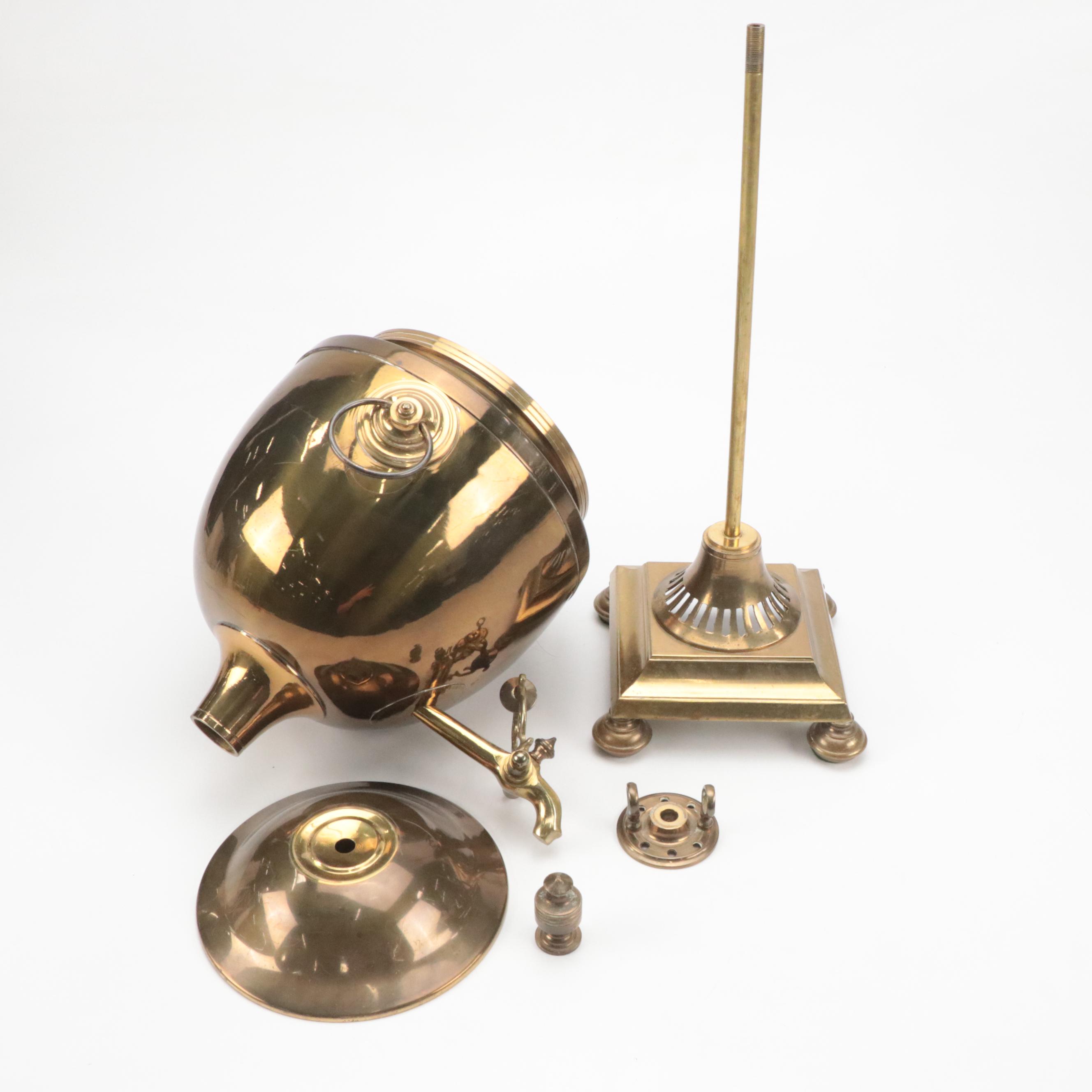 Brass Footed Tea Urn with Russian Samovar