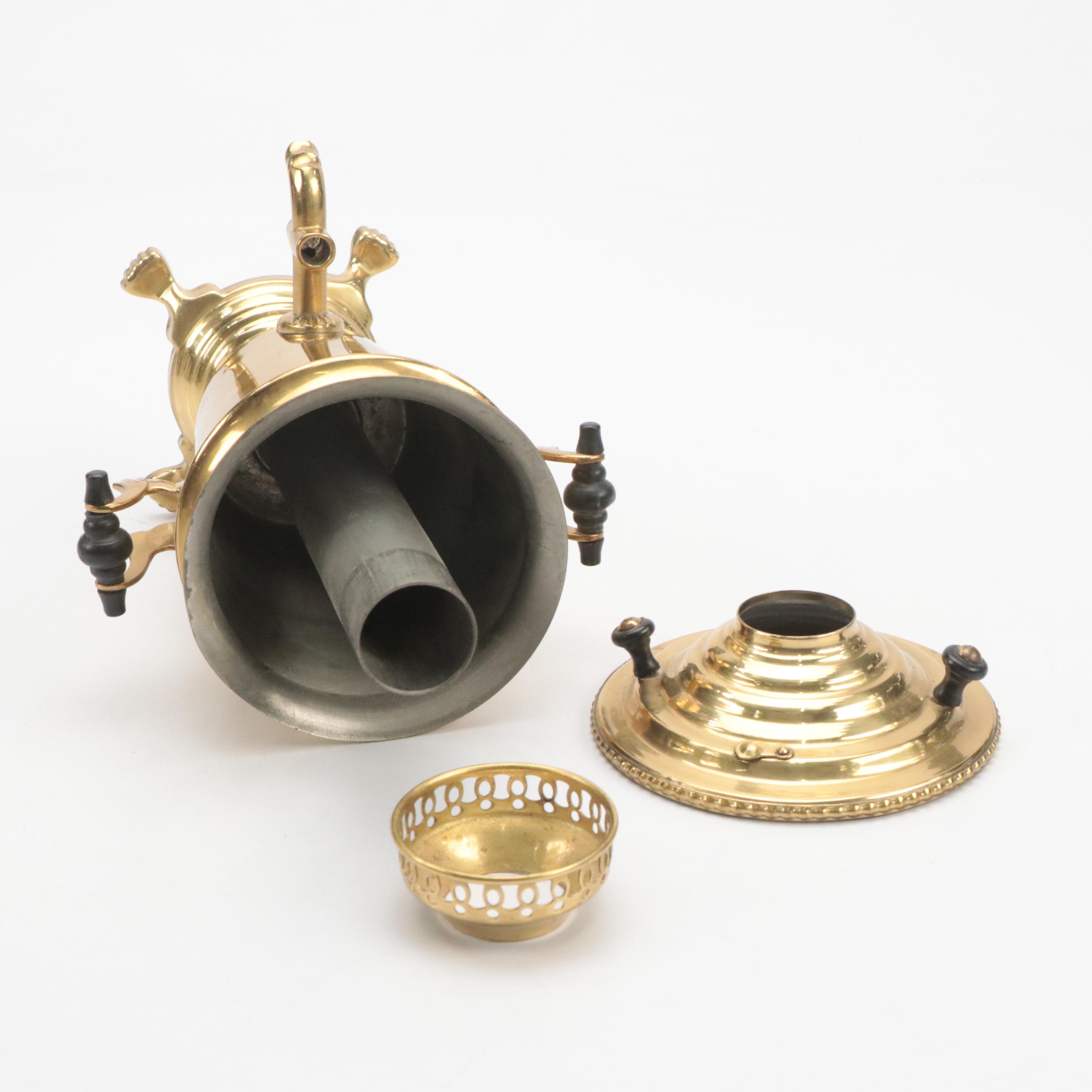 Brass Footed Tea Urn with Russian Samovar