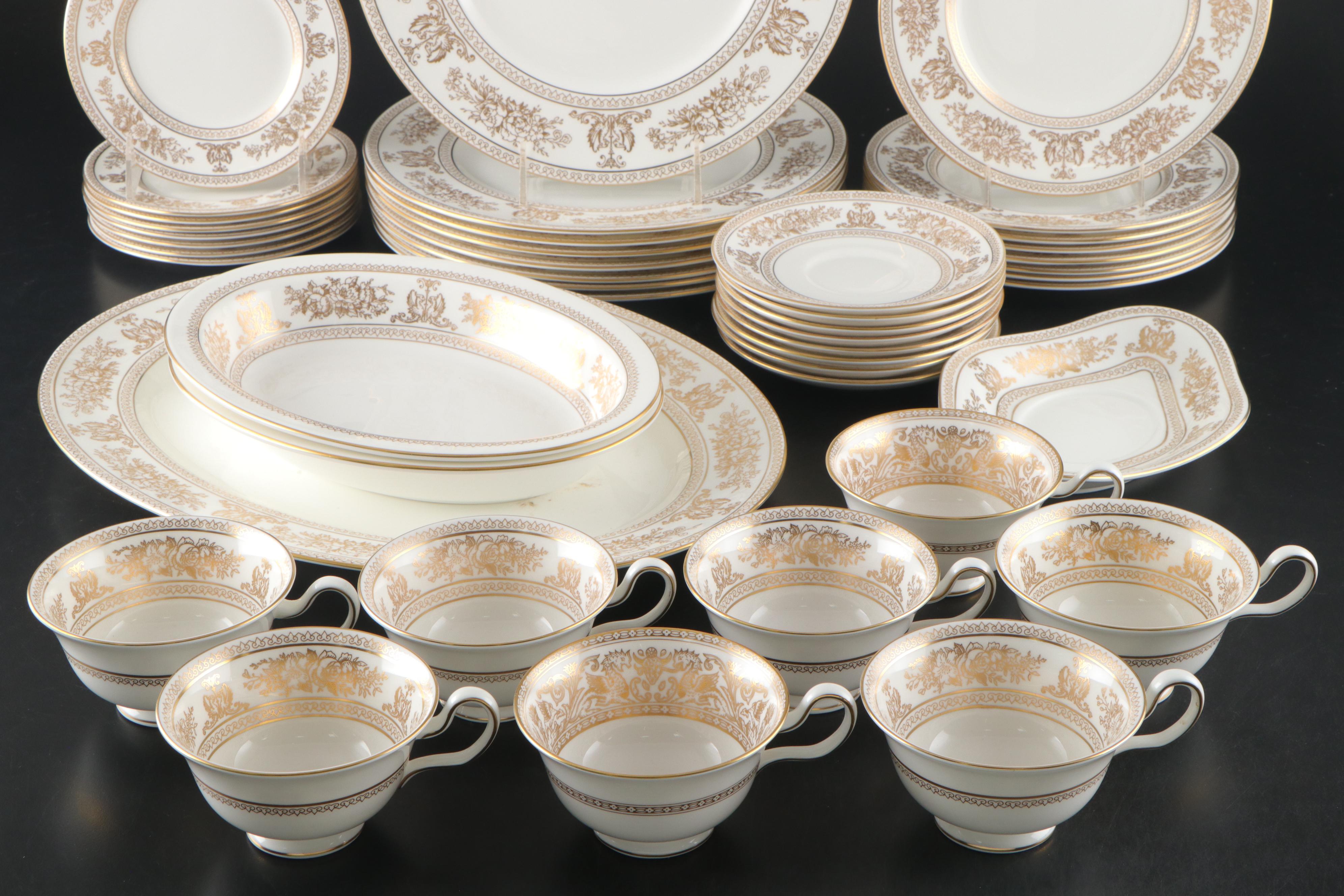 Wedgwood "Columbia Gold" Porcelain Dinner Plates, Salad Plates and More
