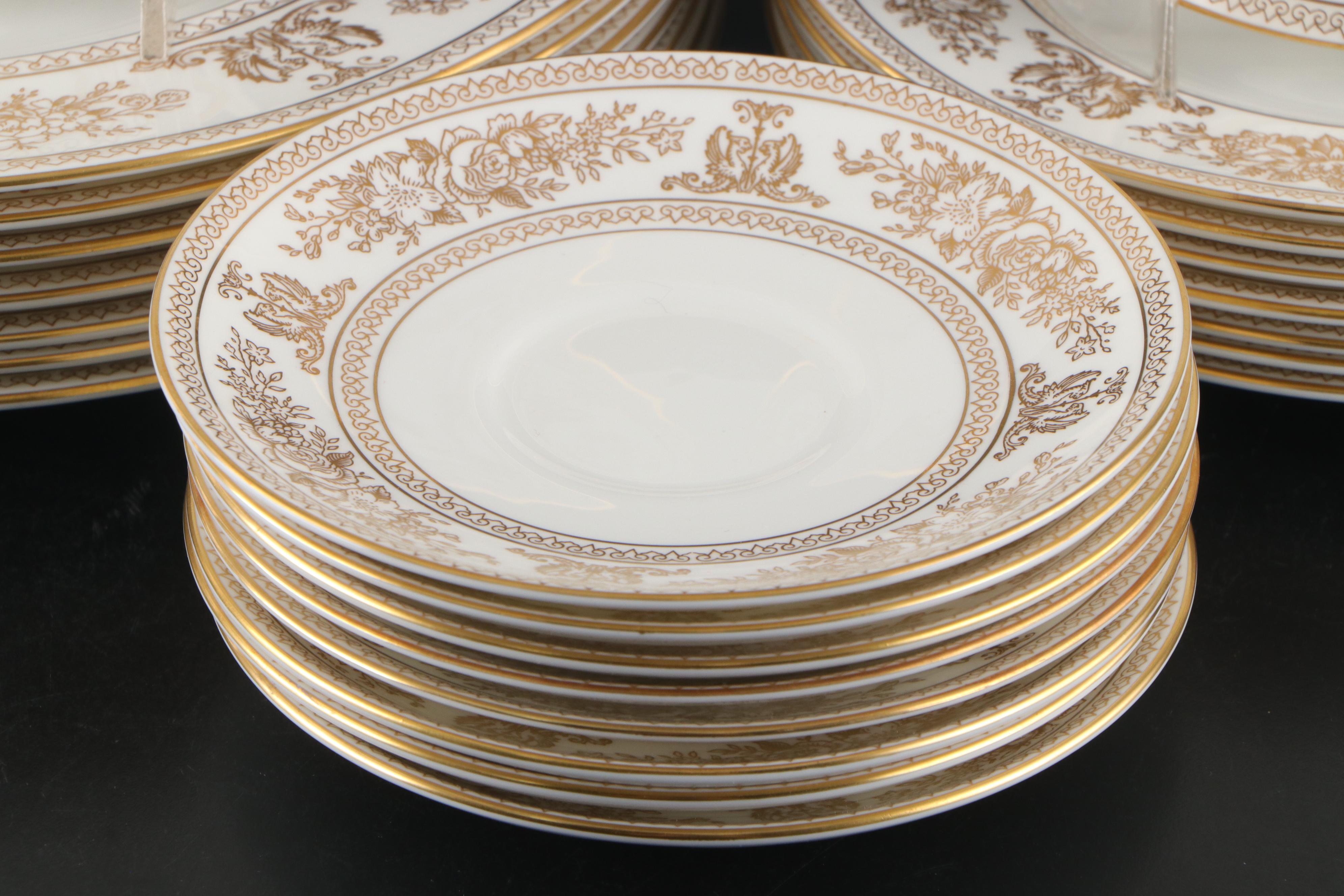 Wedgwood "Columbia Gold" Porcelain Dinner Plates, Salad Plates and More