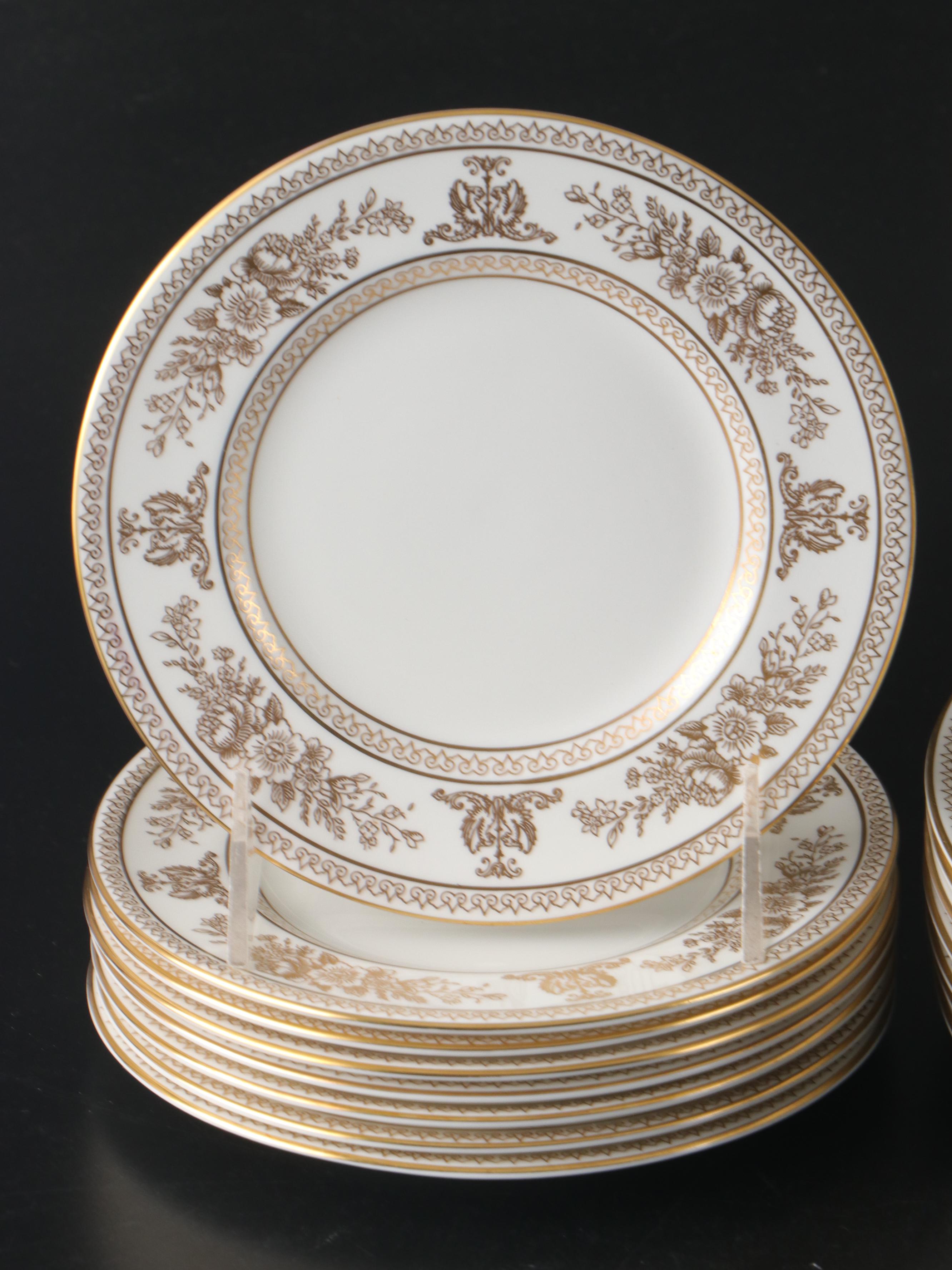 Wedgwood "Columbia Gold" Porcelain Dinner Plates, Salad Plates and More