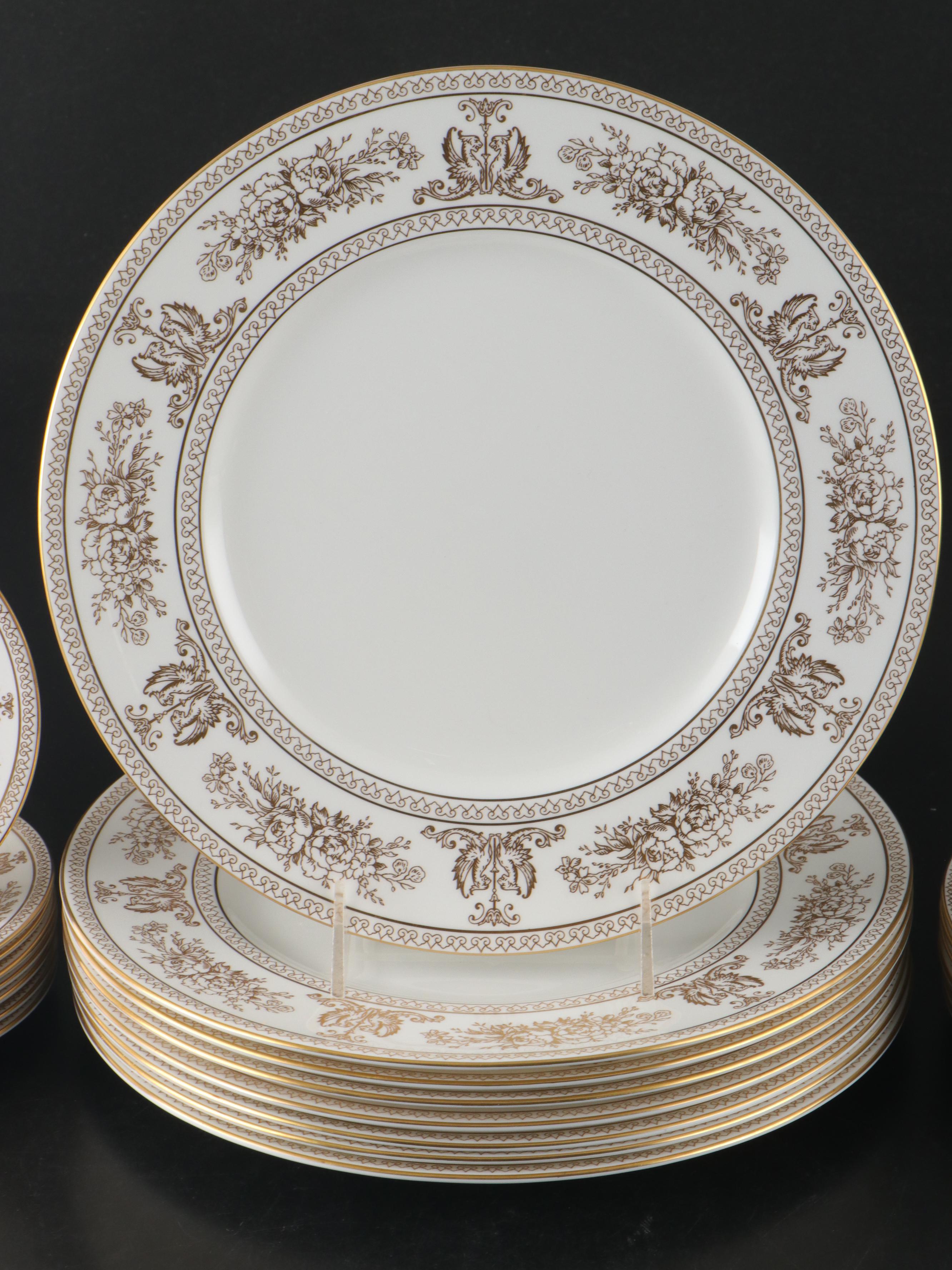 Wedgwood "Columbia Gold" Porcelain Dinner Plates, Salad Plates and More