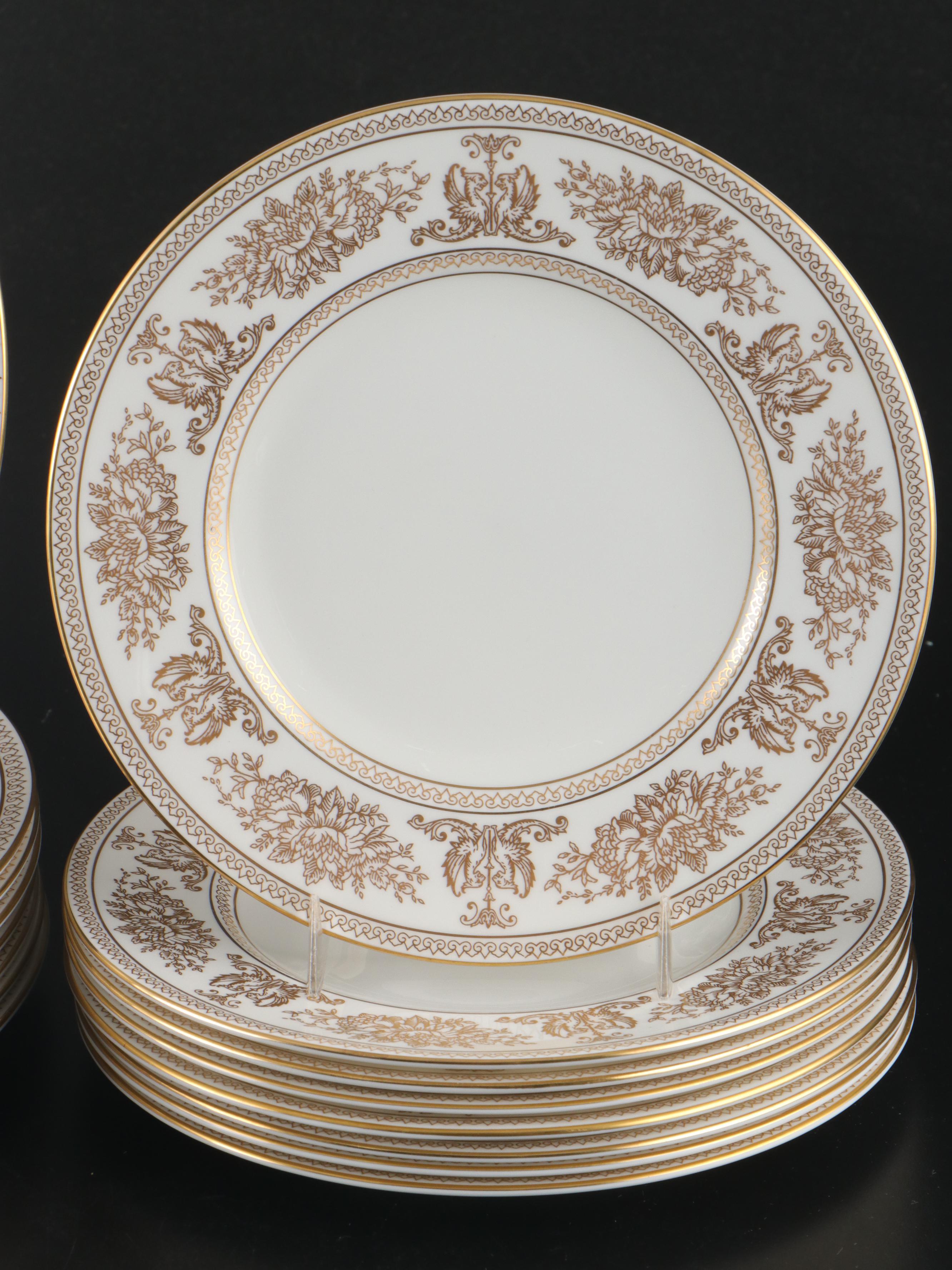 Wedgwood "Columbia Gold" Porcelain Dinner Plates, Salad Plates and More
