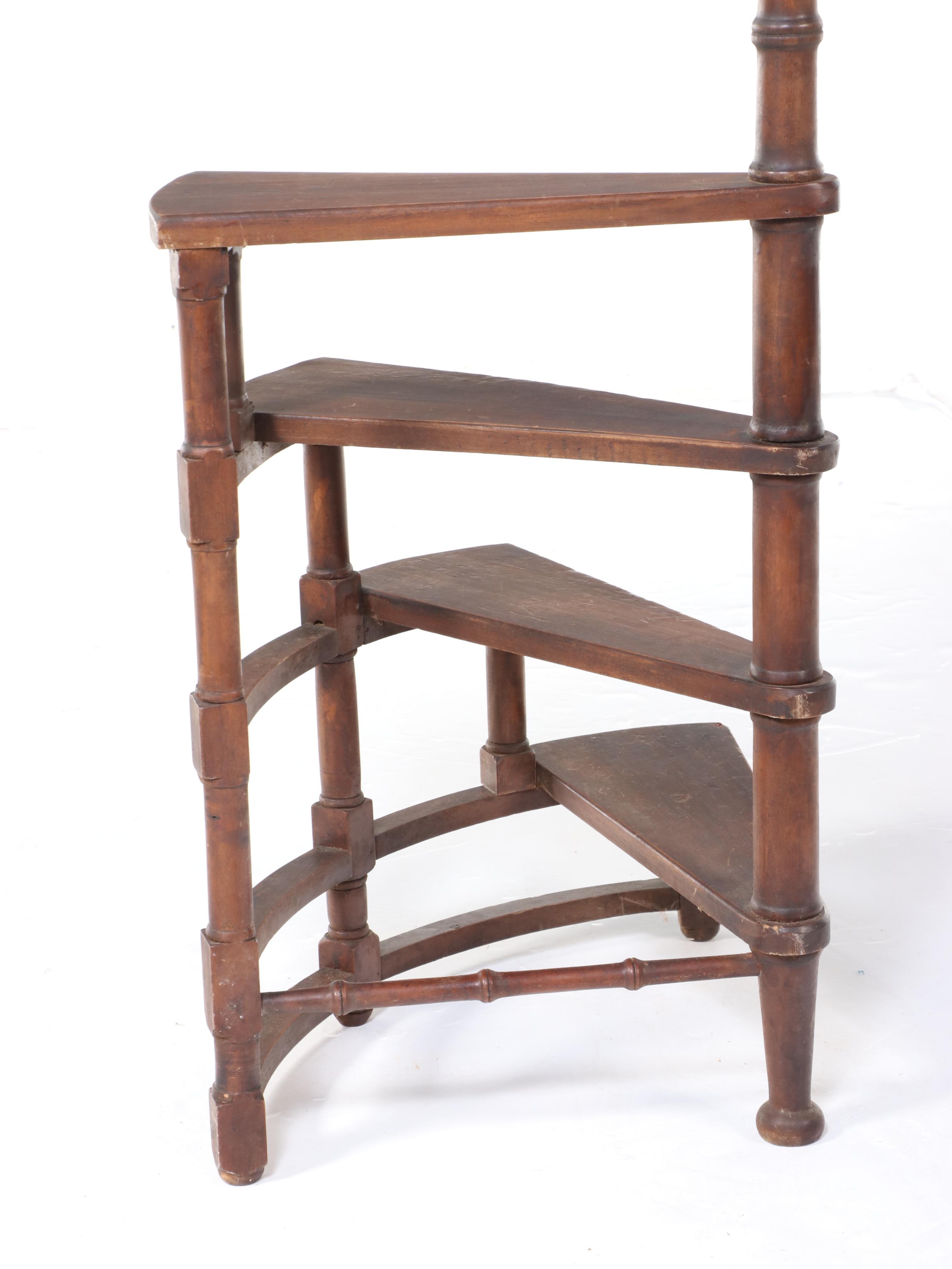 Georgian Style Yew Wood Spiral Library Stairs, 19th Century