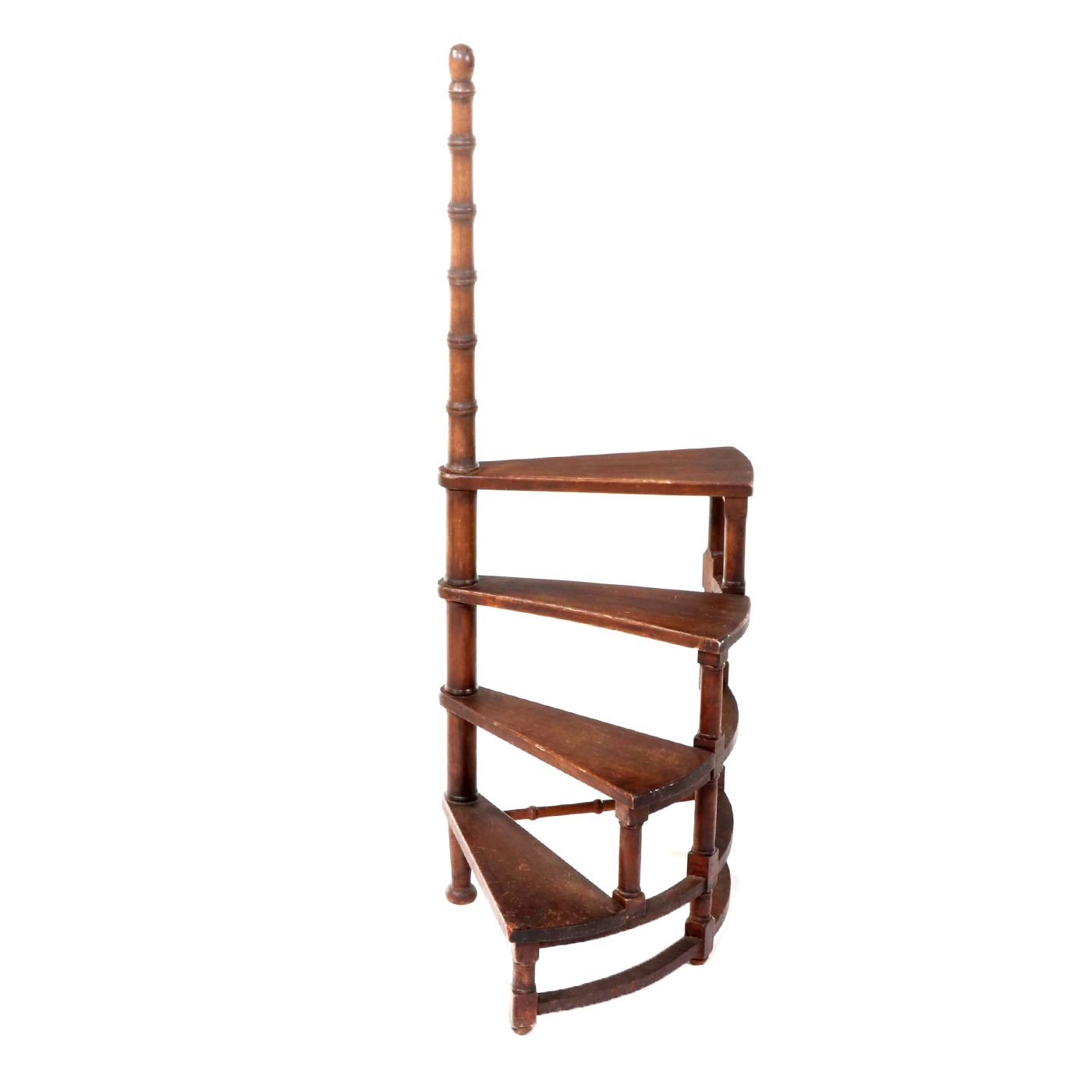 Georgian Style Yew Wood Spiral Library Stairs, 19th Century