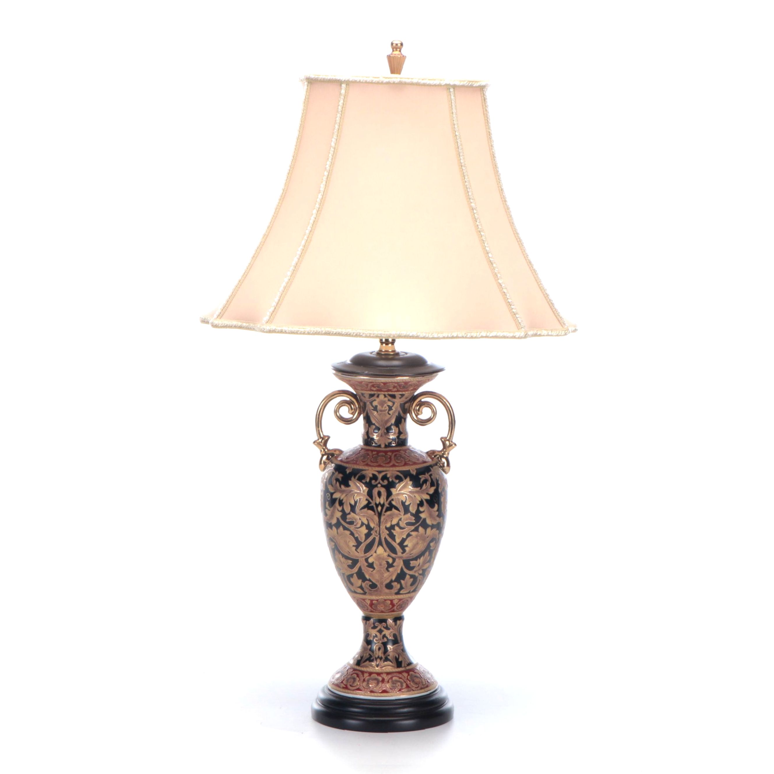 Bombay Company Ceramic Table Lamp with Silk Shade