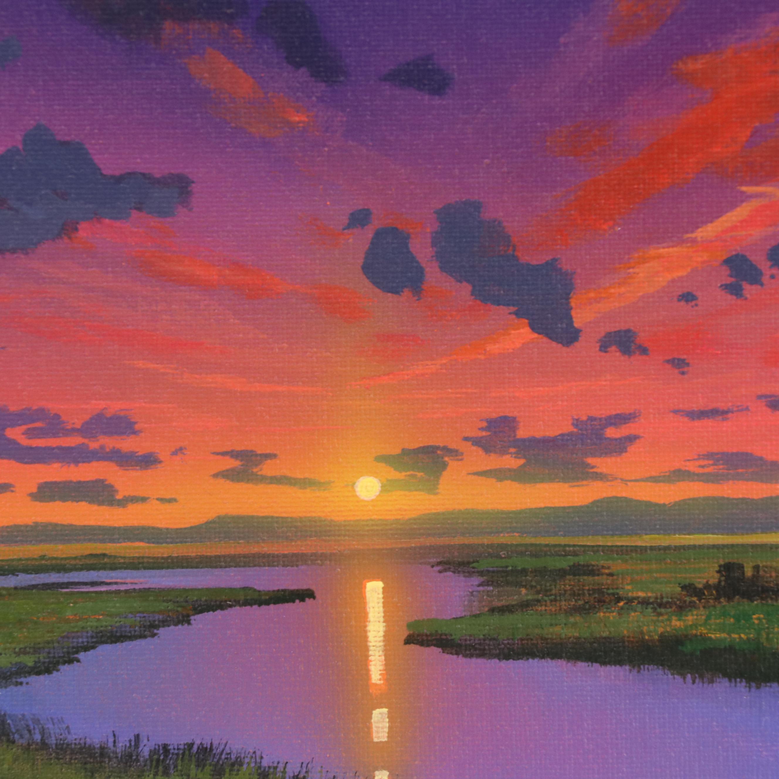 Douglas “Bumo” Johnpeer Sunset Landscape Oil Painting, 2024