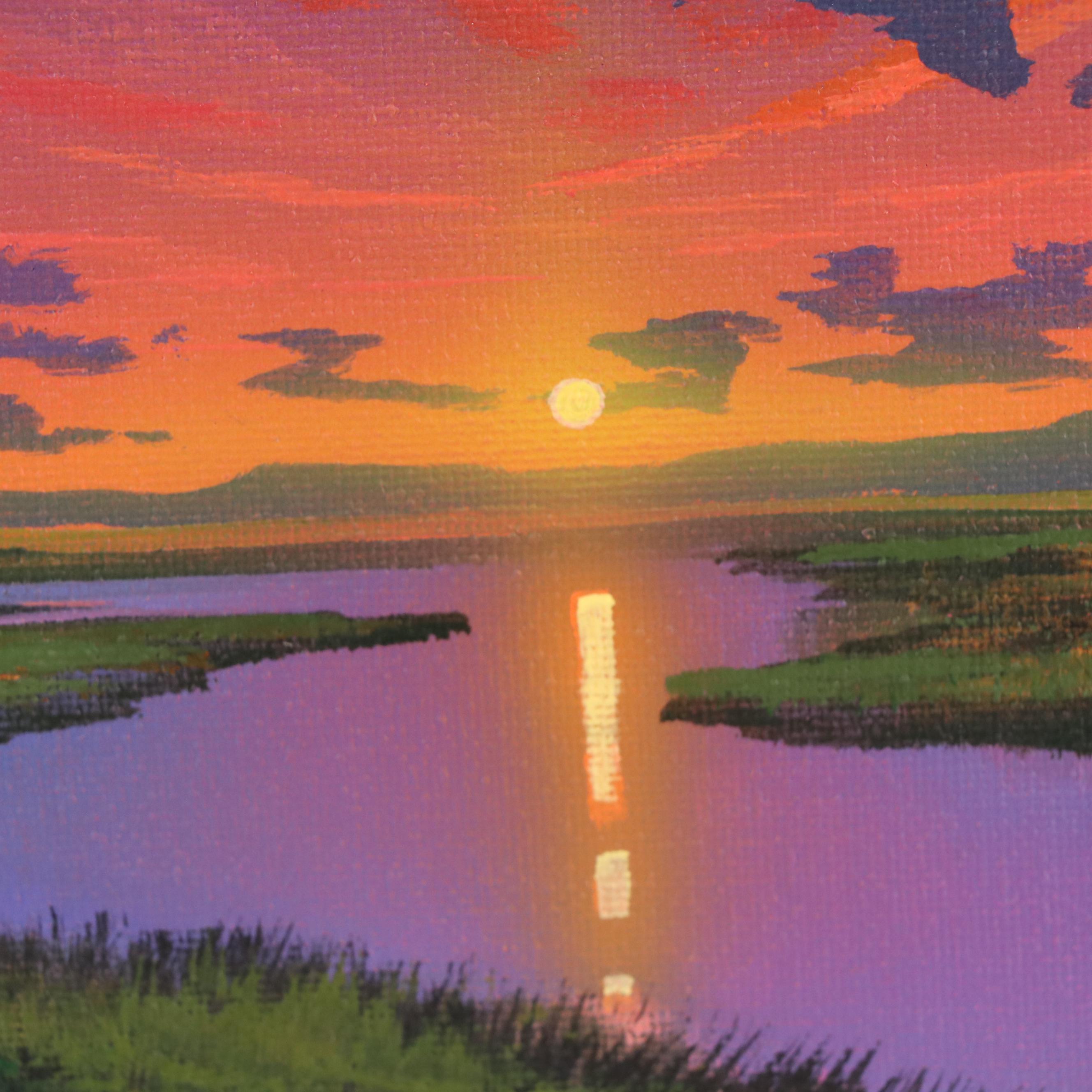 Douglas “Bumo” Johnpeer Sunset Landscape Oil Painting, 2024