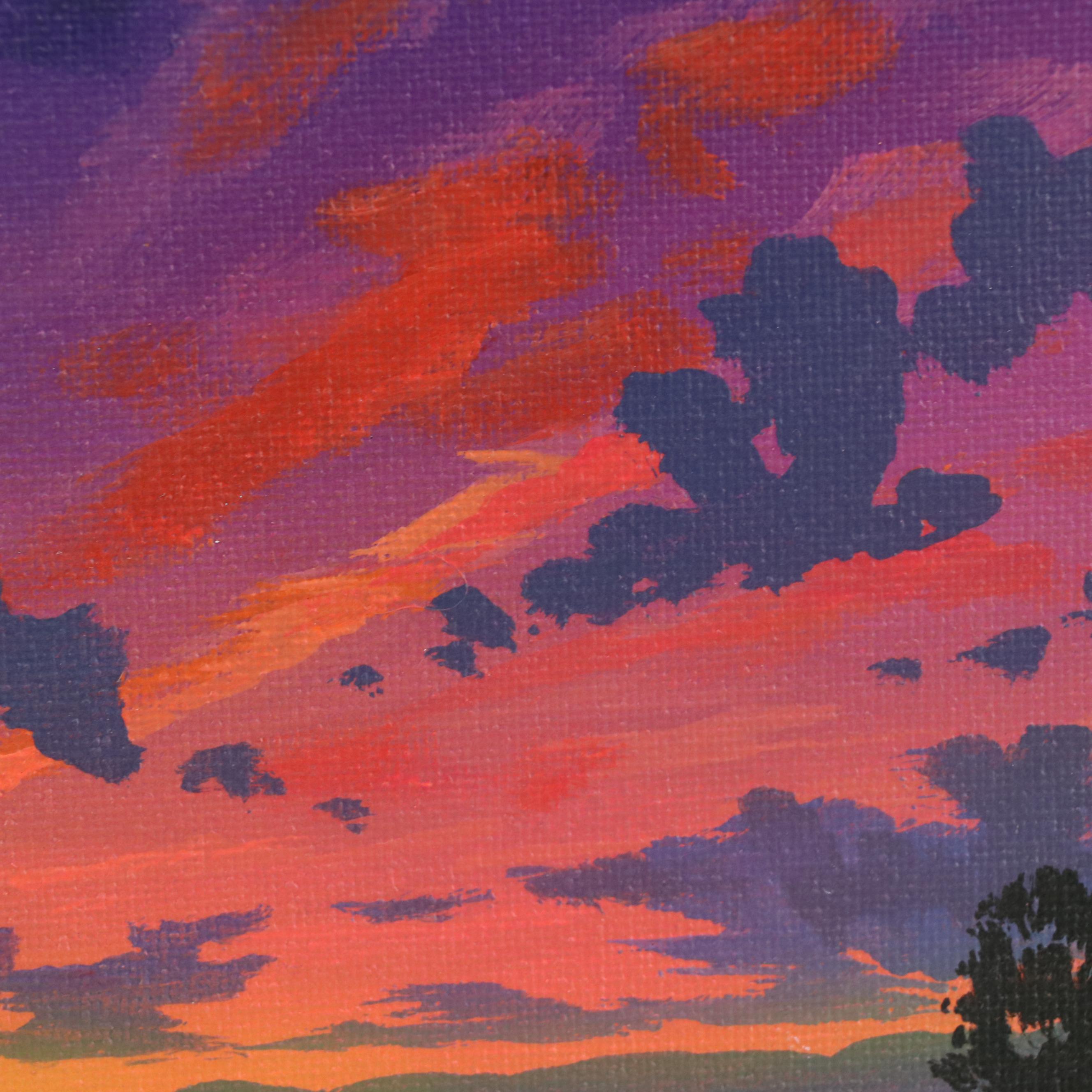 Douglas “Bumo” Johnpeer Sunset Landscape Oil Painting, 2024