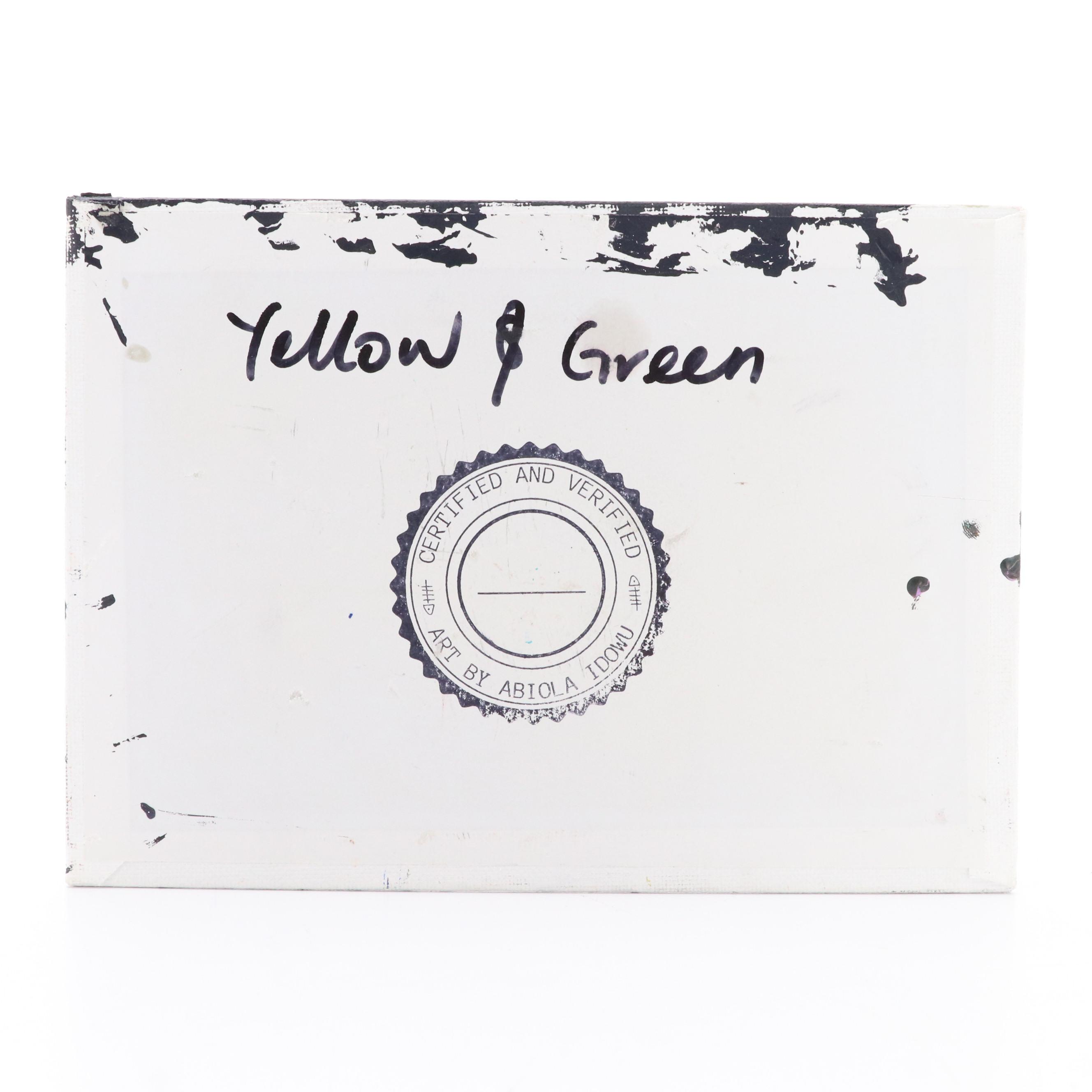 Abiola Idowu Abstract Acrylic Painting "Yellow & Green," 2024