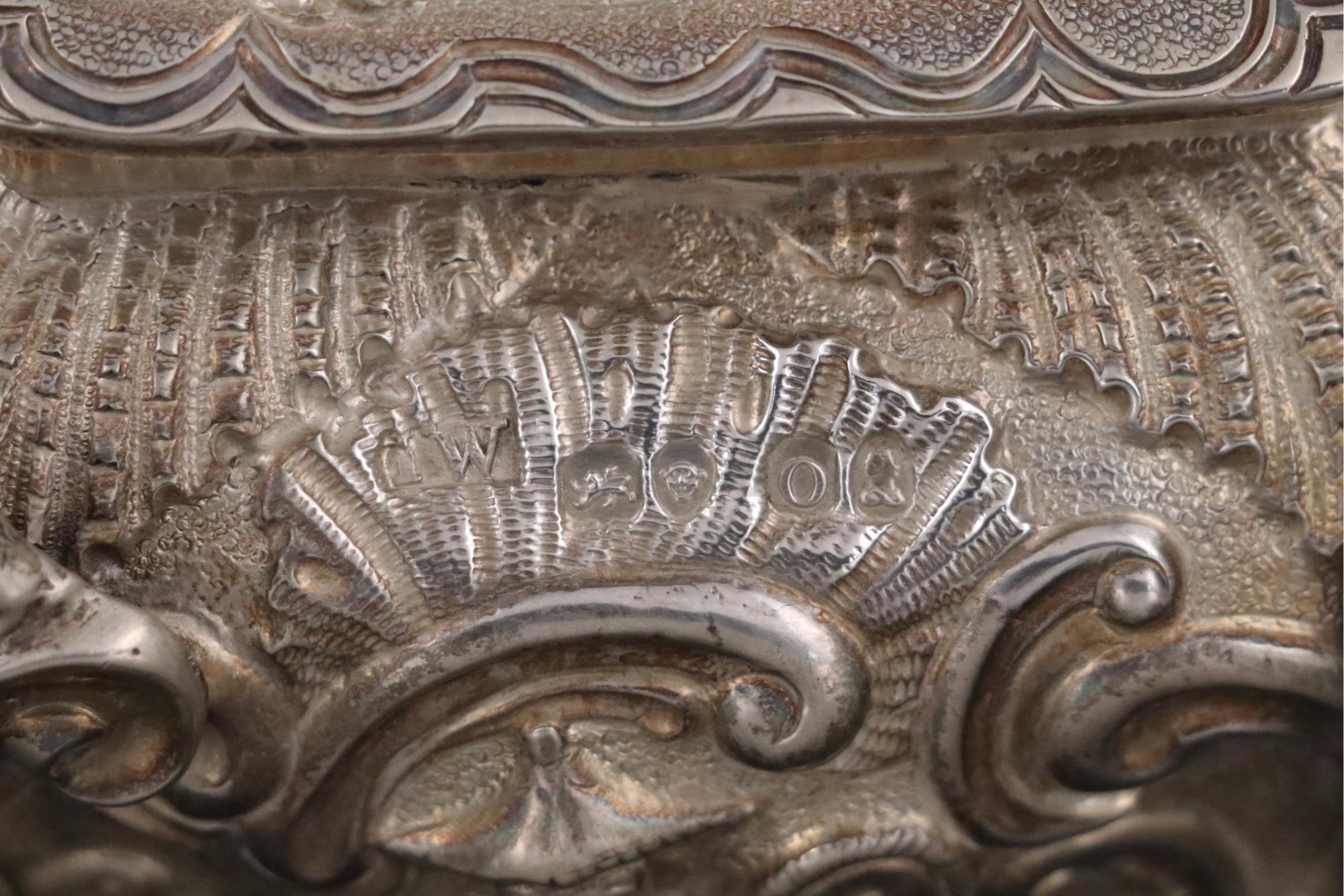 Georgian Chinoiserie Repoussé Sterling Tea Caddies with Lord Nelson Crest, 1829