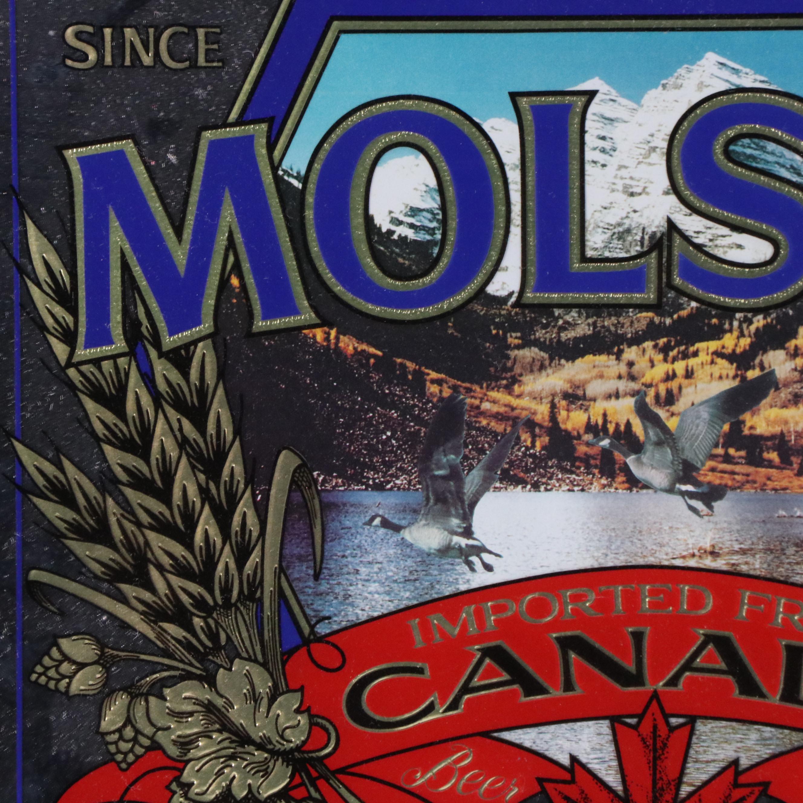 Molson Beer Wood Framed Bar Mirror, Late 20th Century