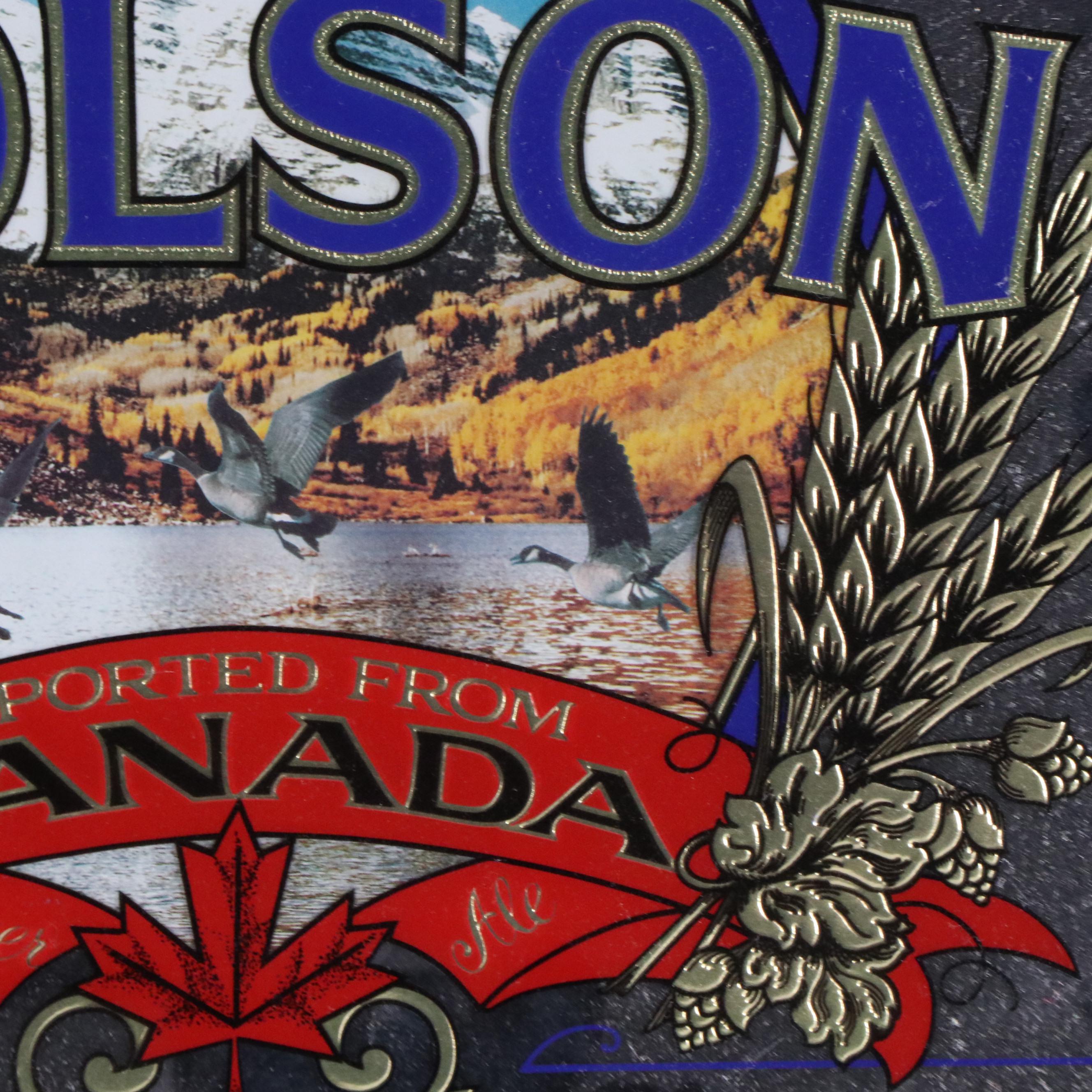 Molson Beer Wood Framed Bar Mirror, Late 20th Century