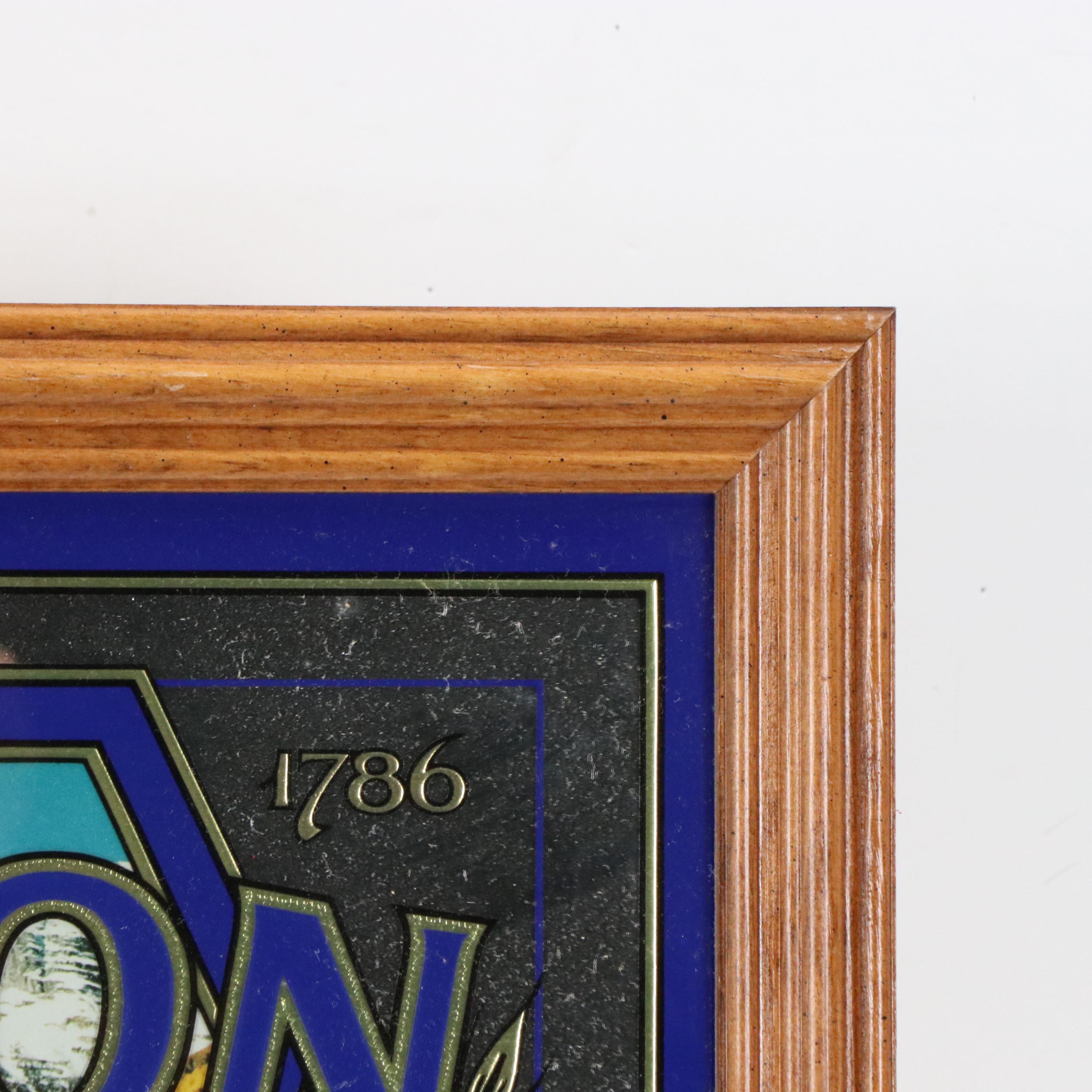 Molson Beer Wood Framed Bar Mirror, Late 20th Century