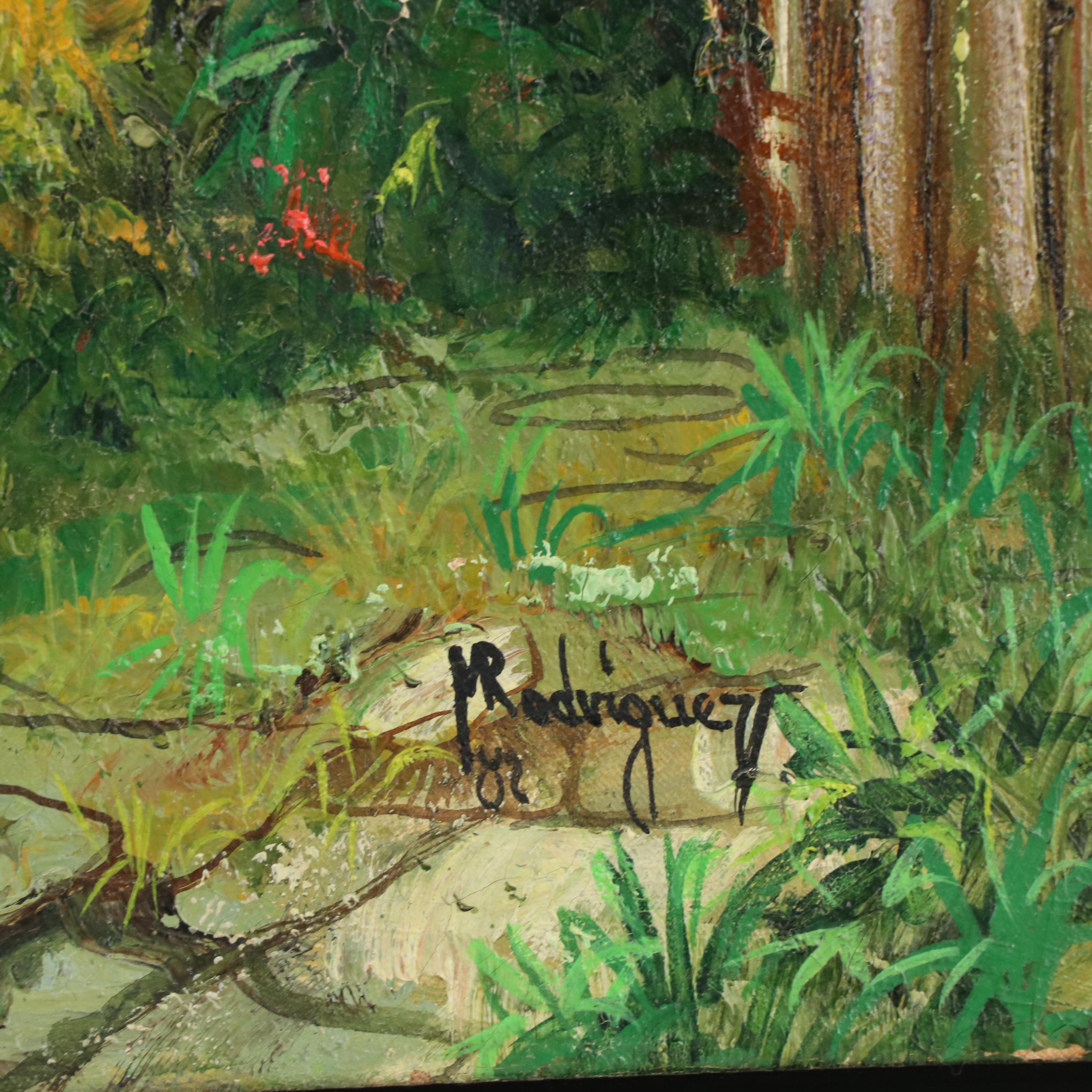 Manuel Rodriguez Oil Painting of Honduran Landscape, Late 20th Century