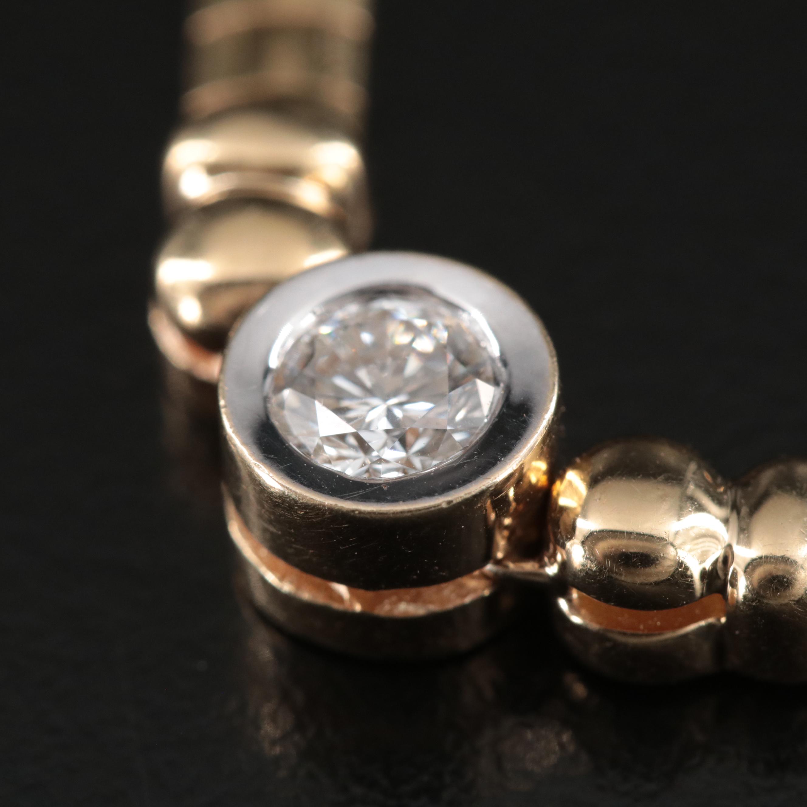 Italian Aurafin 14K 0.51 CT Diamond Omega Necklace