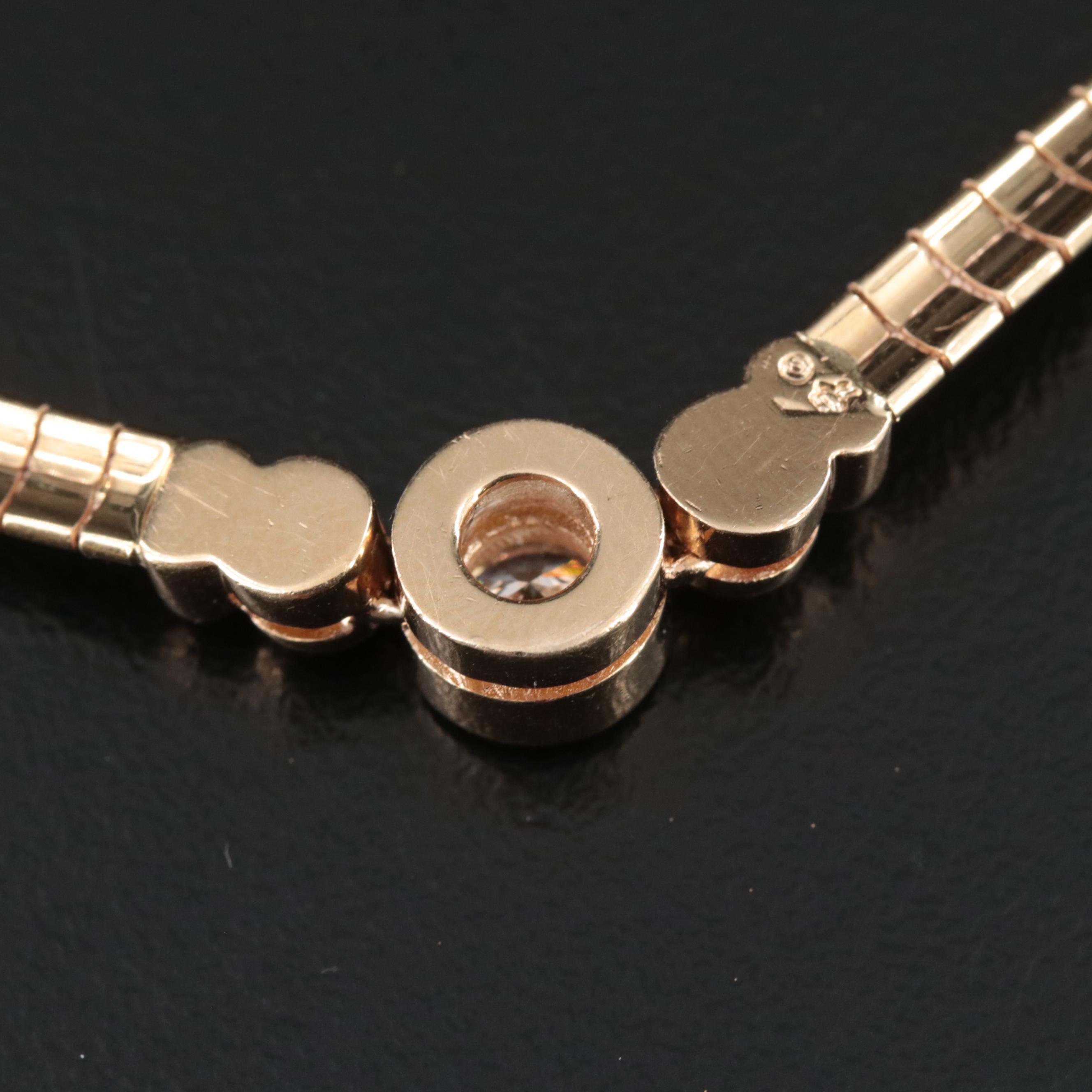 Italian Aurafin 14K 0.51 CT Diamond Omega Necklace