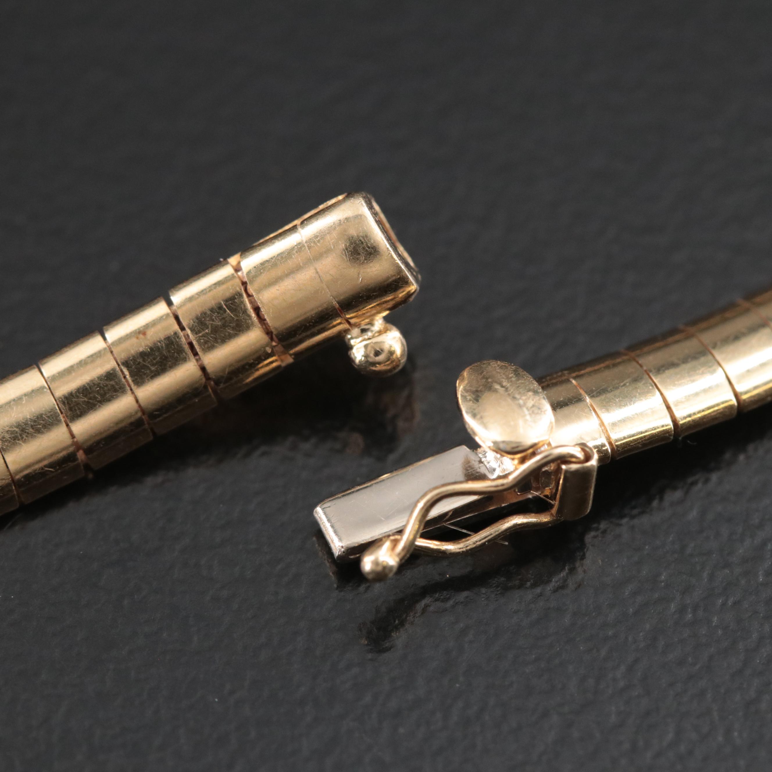 Italian Aurafin 14K 0.51 CT Diamond Omega Necklace