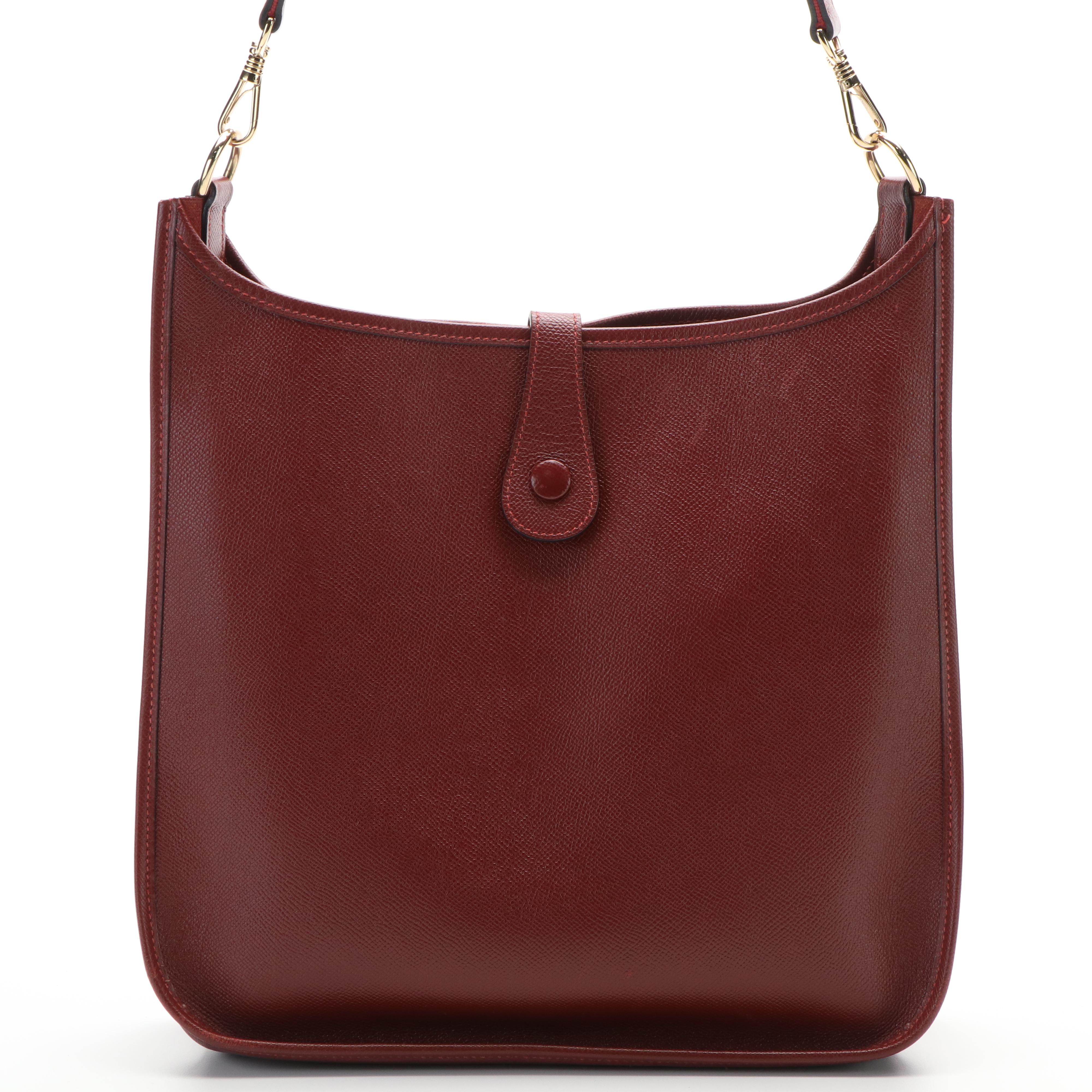 Hermès Evelyne I Shoulder Bag in Burgundy Clémence Leather