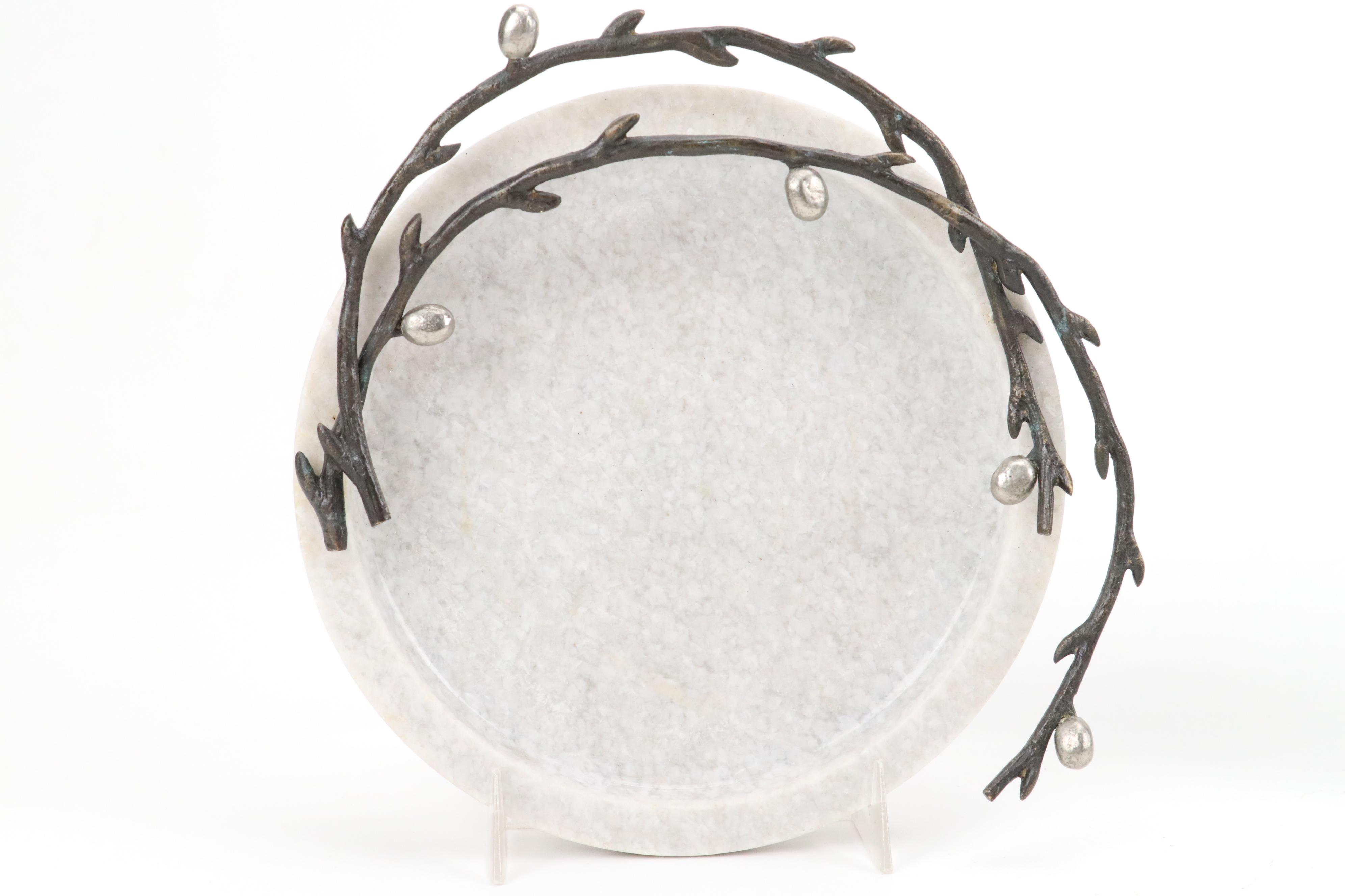 Aram Stone and Metal Tray with Covered Lazy Susan and Other Trays