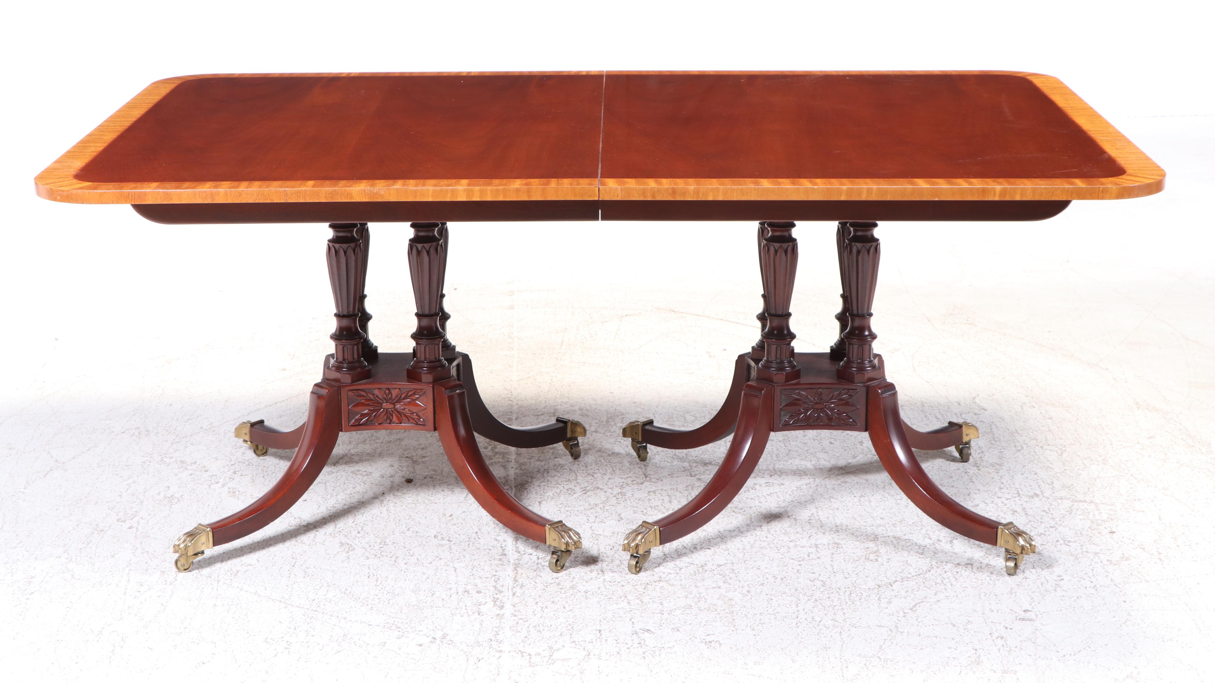 Baker Historic Charleston Reproduction Double Pedestal Dining Table with Chairs