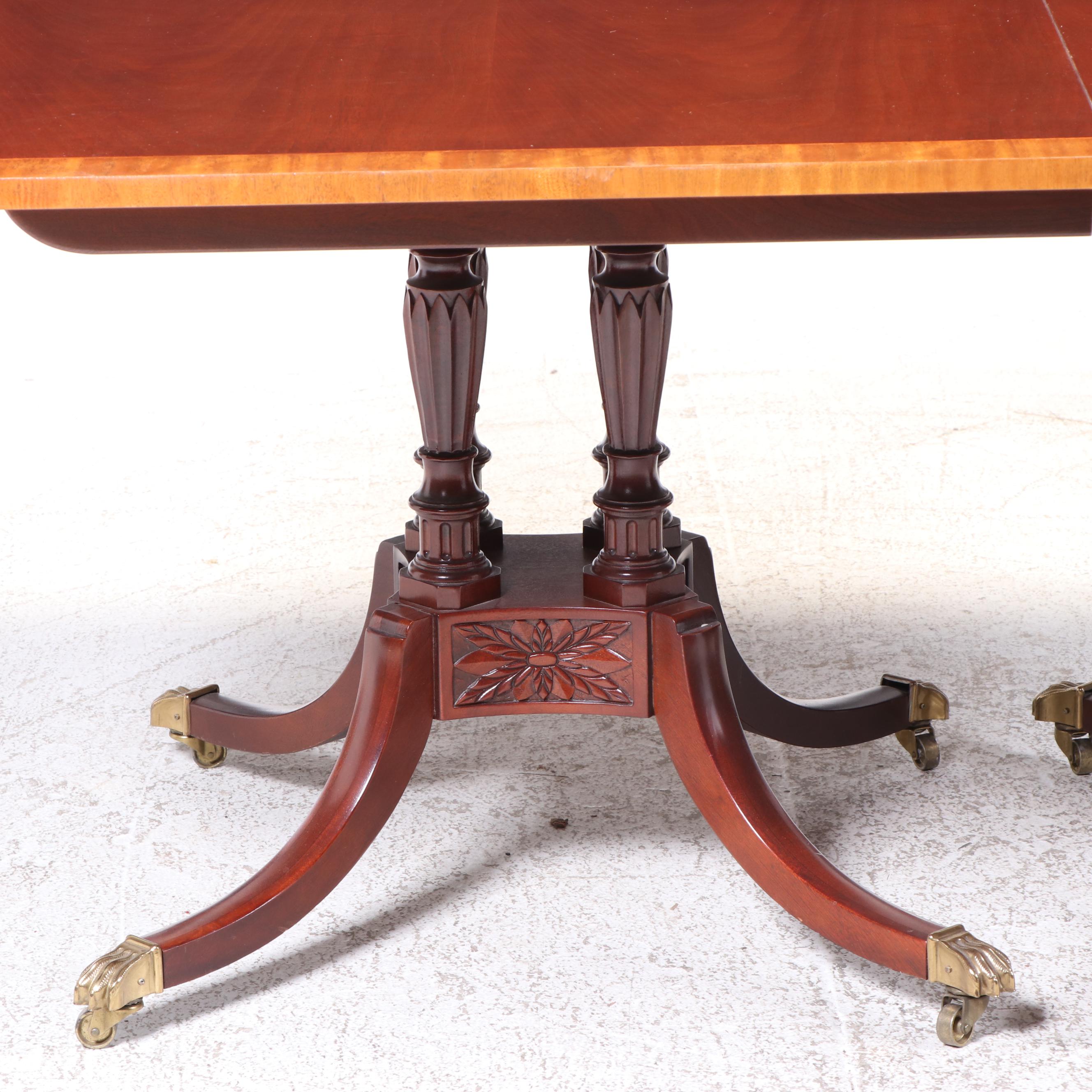 Baker Historic Charleston Reproduction Double Pedestal Dining Table with Chairs