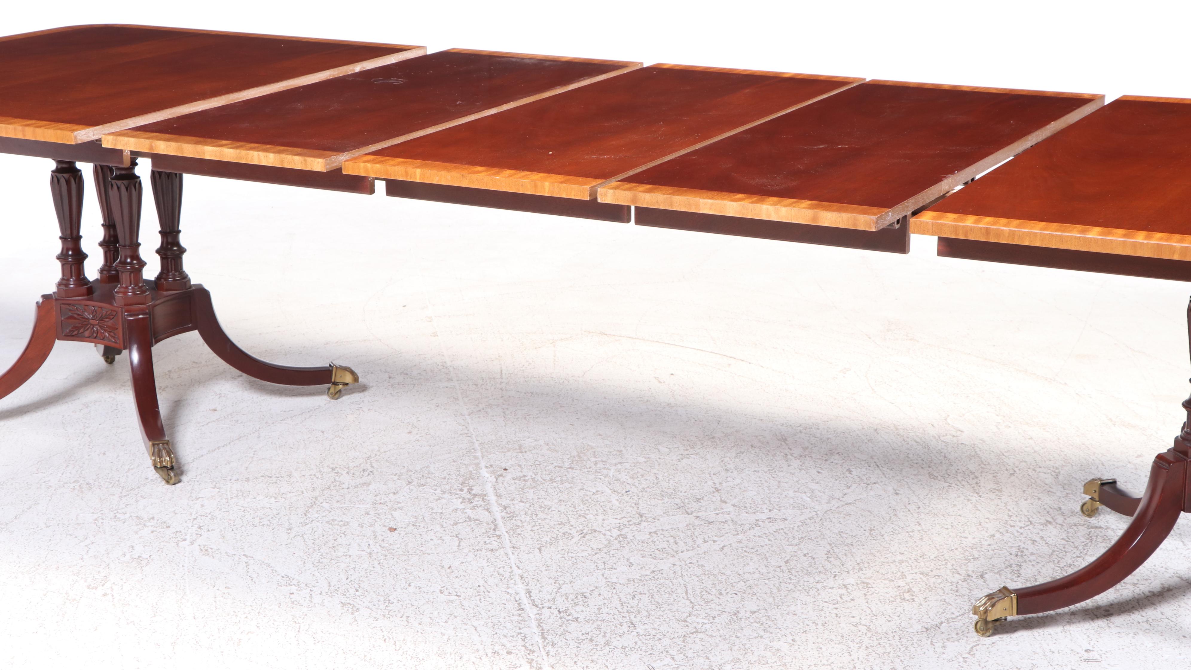 Baker Historic Charleston Reproduction Double Pedestal Dining Table with Chairs