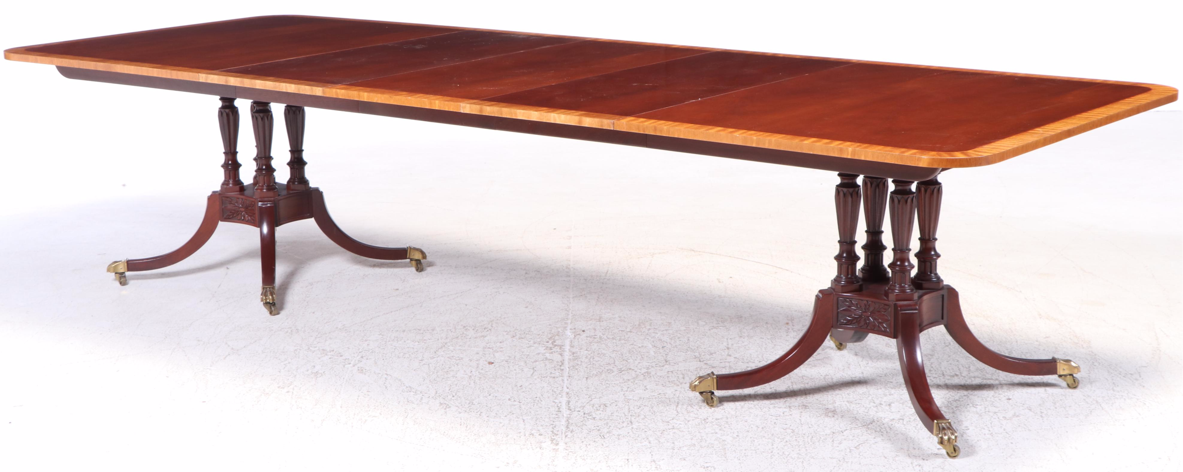 Baker Historic Charleston Reproduction Double Pedestal Dining Table with Chairs