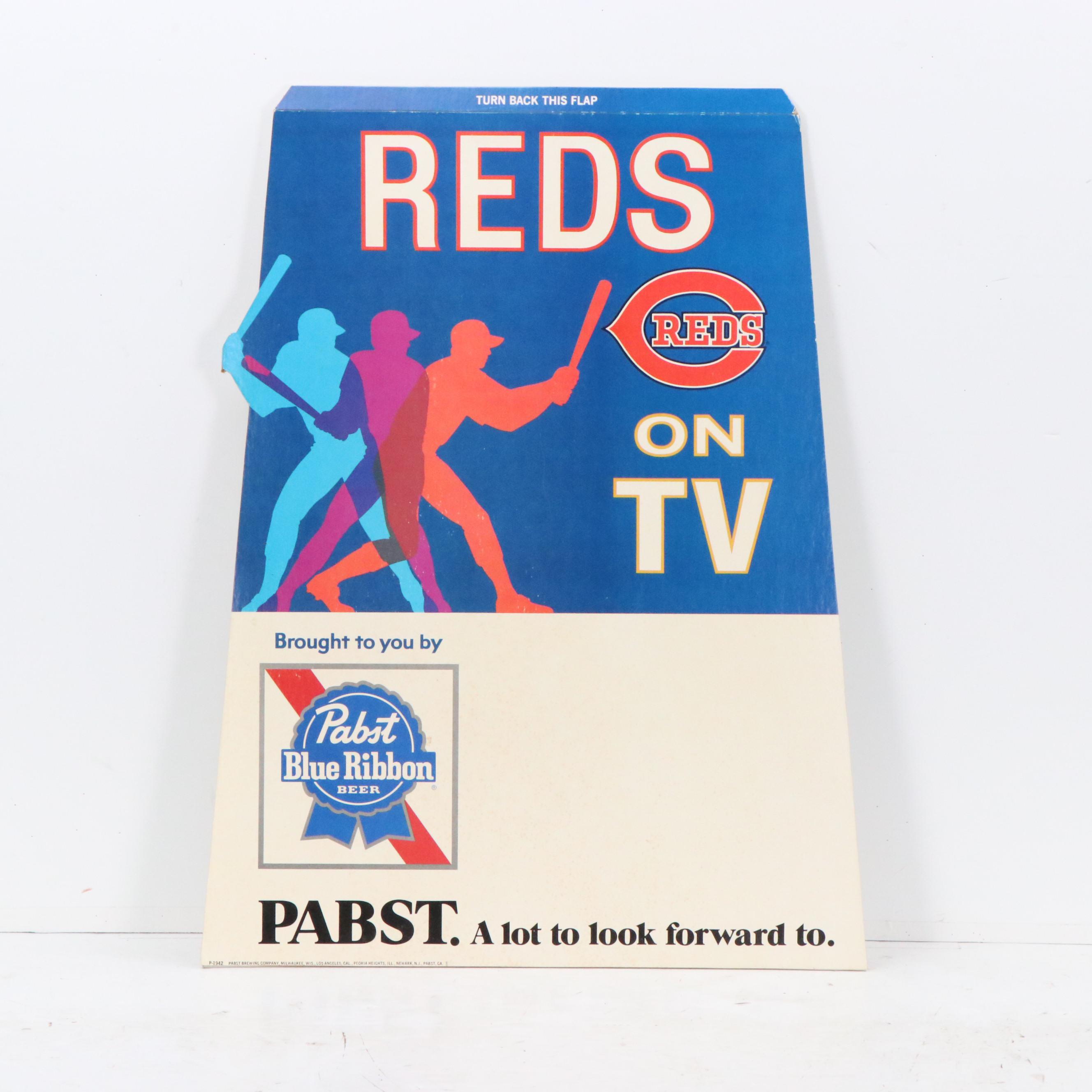 1978 Pabst Blue Ribbon Beer Cincinnati Reds Cardboard Schedules