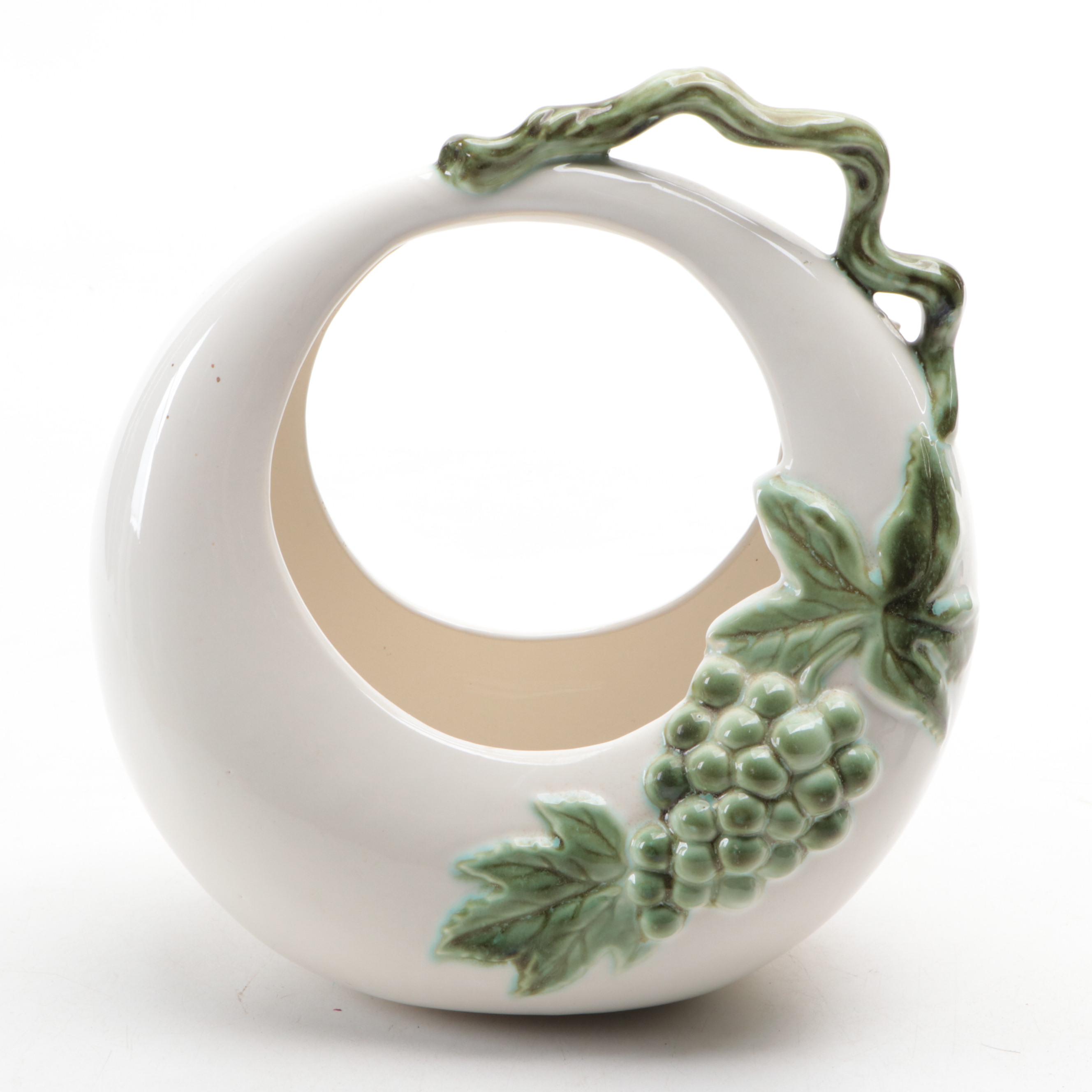 Hull Pottery Tokay Moon Basket and Calla Lily Vase, Early to Mid-20th Century