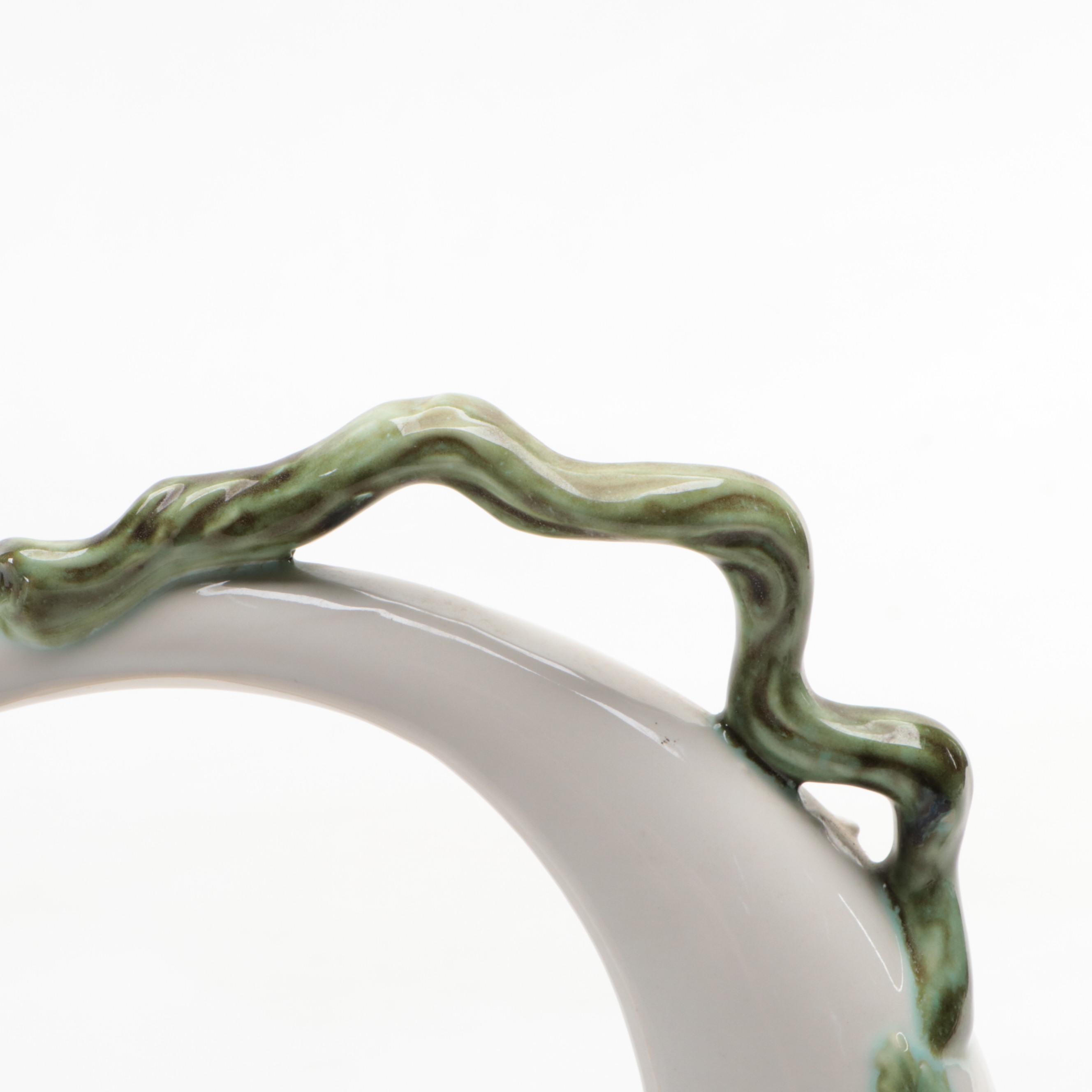 Hull Pottery Tokay Moon Basket and Calla Lily Vase, Early to Mid-20th Century