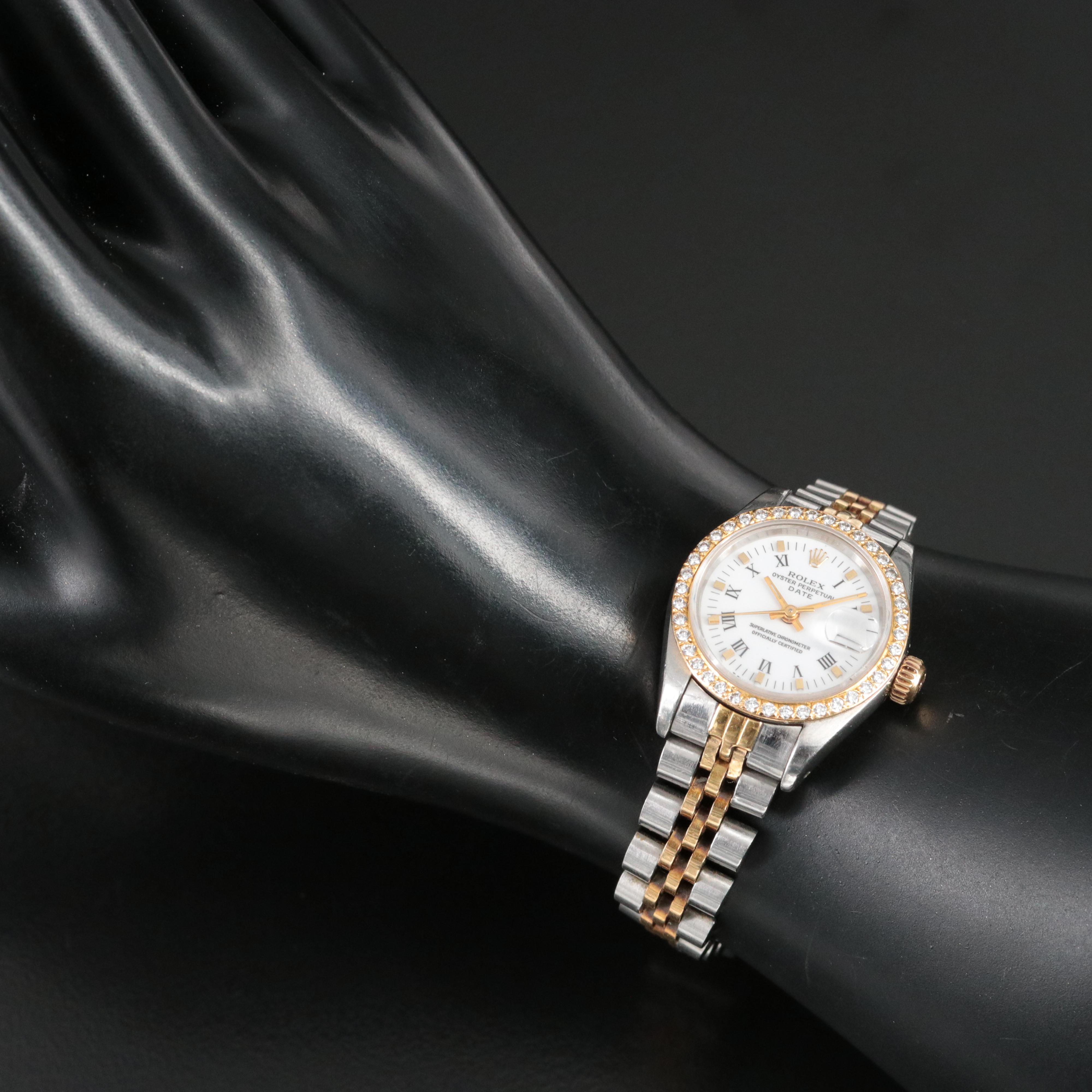 Rolex Oyster Perpetual Date 69190 Custom Diamond Set Watch