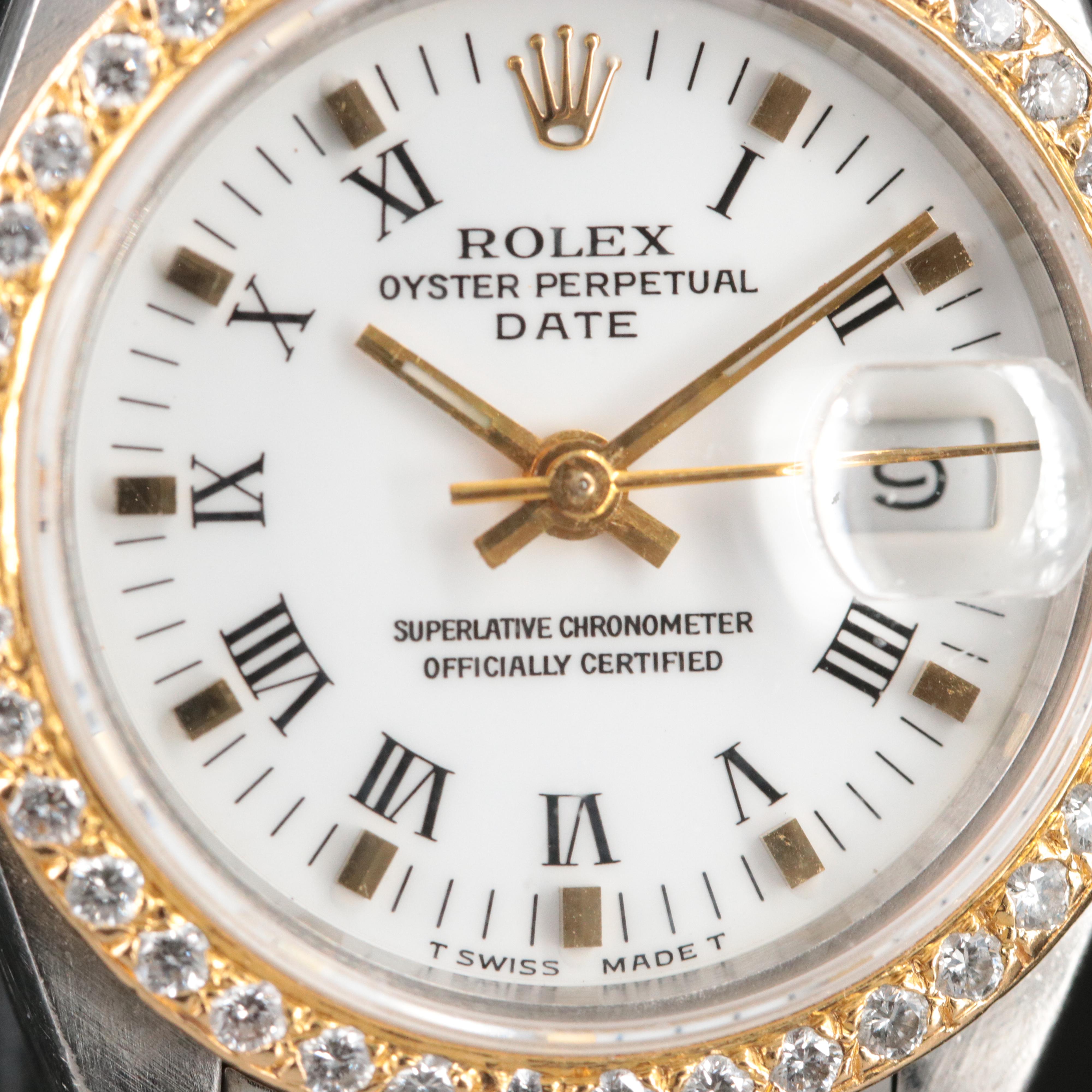 Rolex Oyster Perpetual Date 69190 Custom Diamond Set Watch