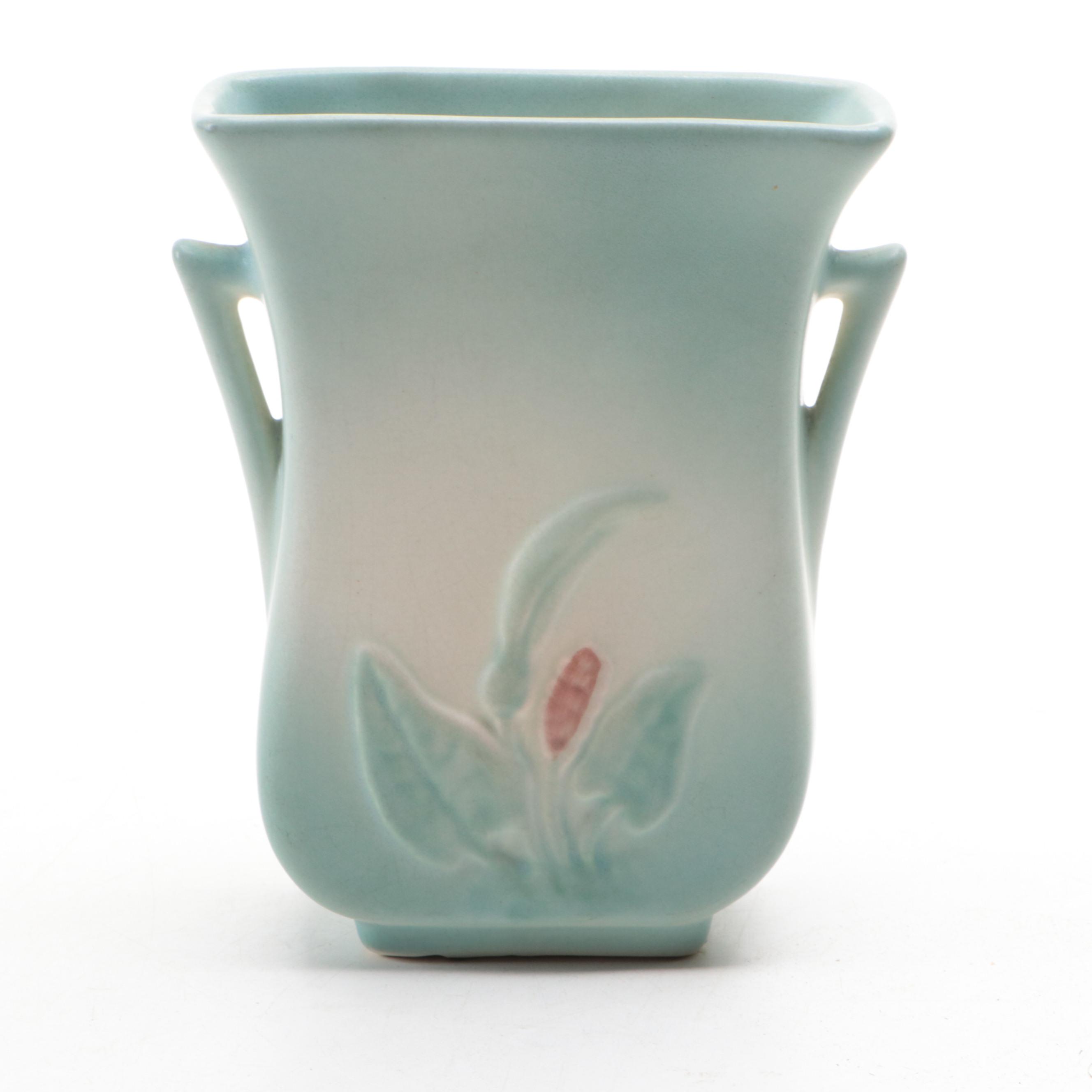 Hull Pottery Tokay Moon Basket and Calla Lily Vase, Early to Mid-20th Century