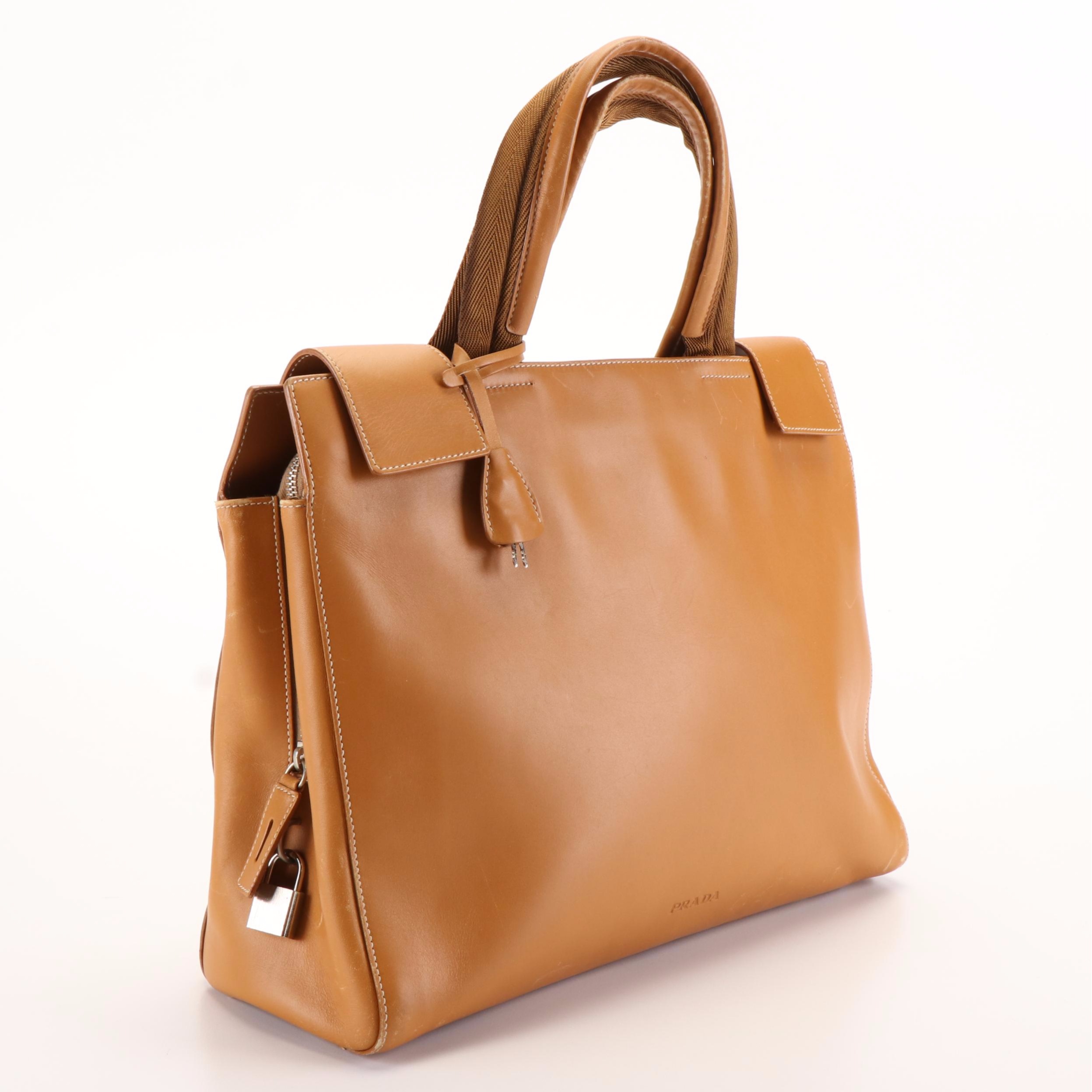 Prada Monochrome Handbag in Carmel Leather