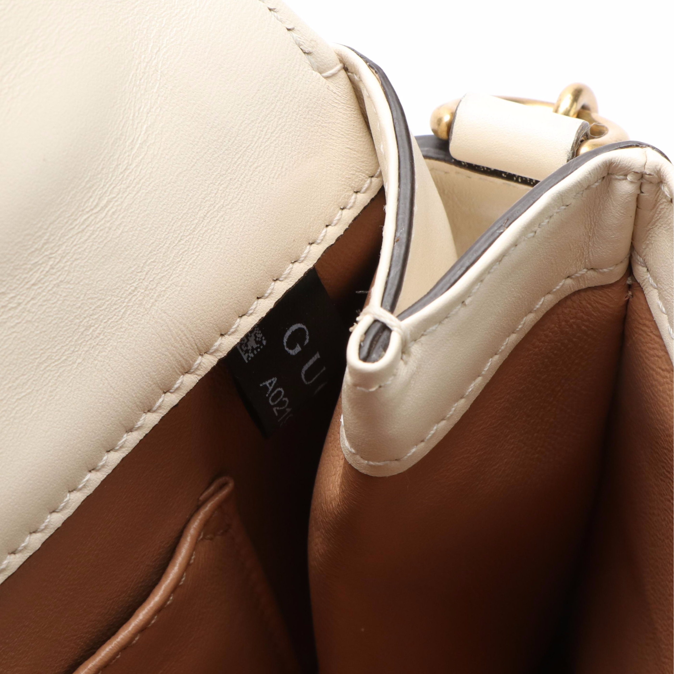 Gucci Broadway White Leather Pearly Bee Shoulder Bag