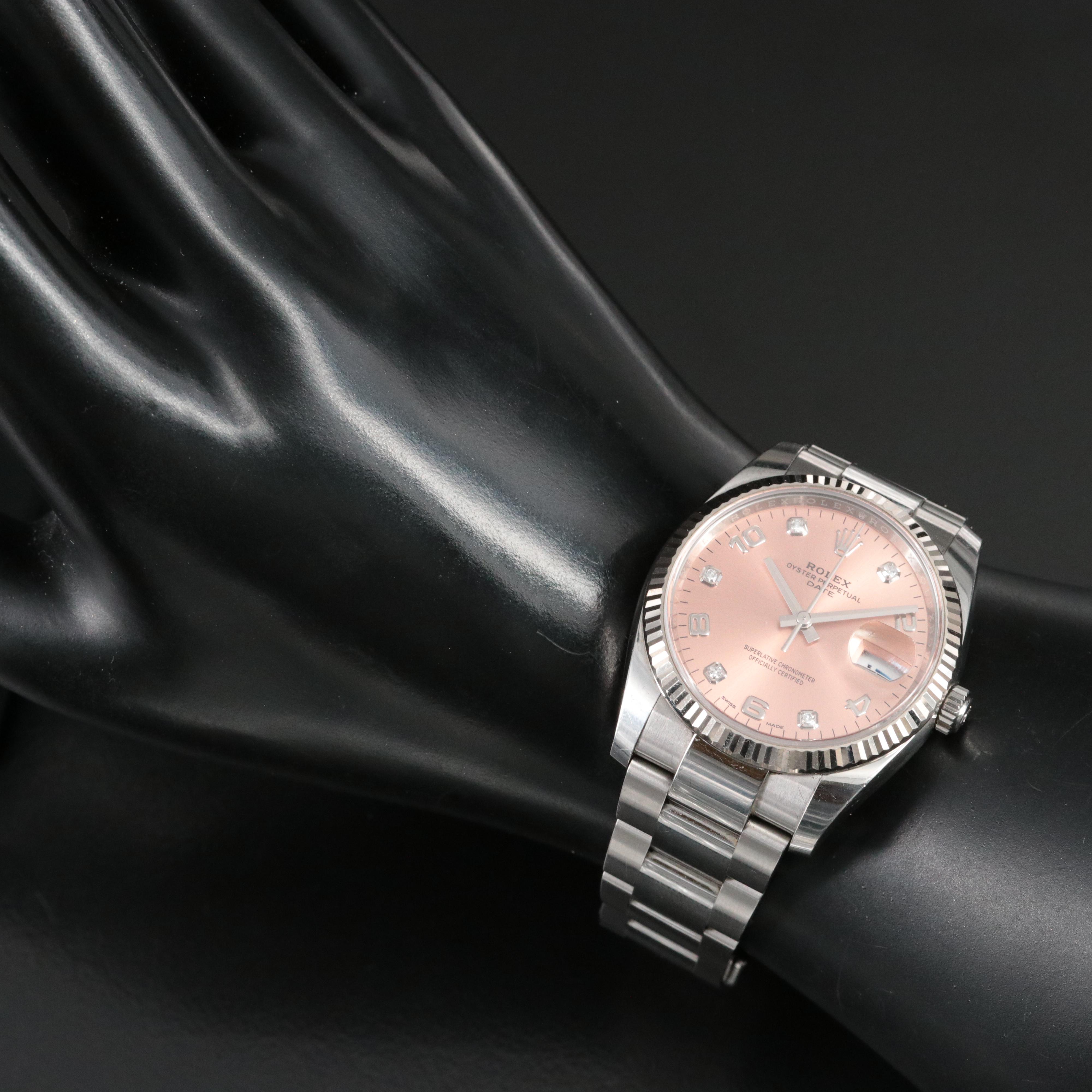 Rolex Oyster Perpetual Date 115234 Diamond Dial Watch