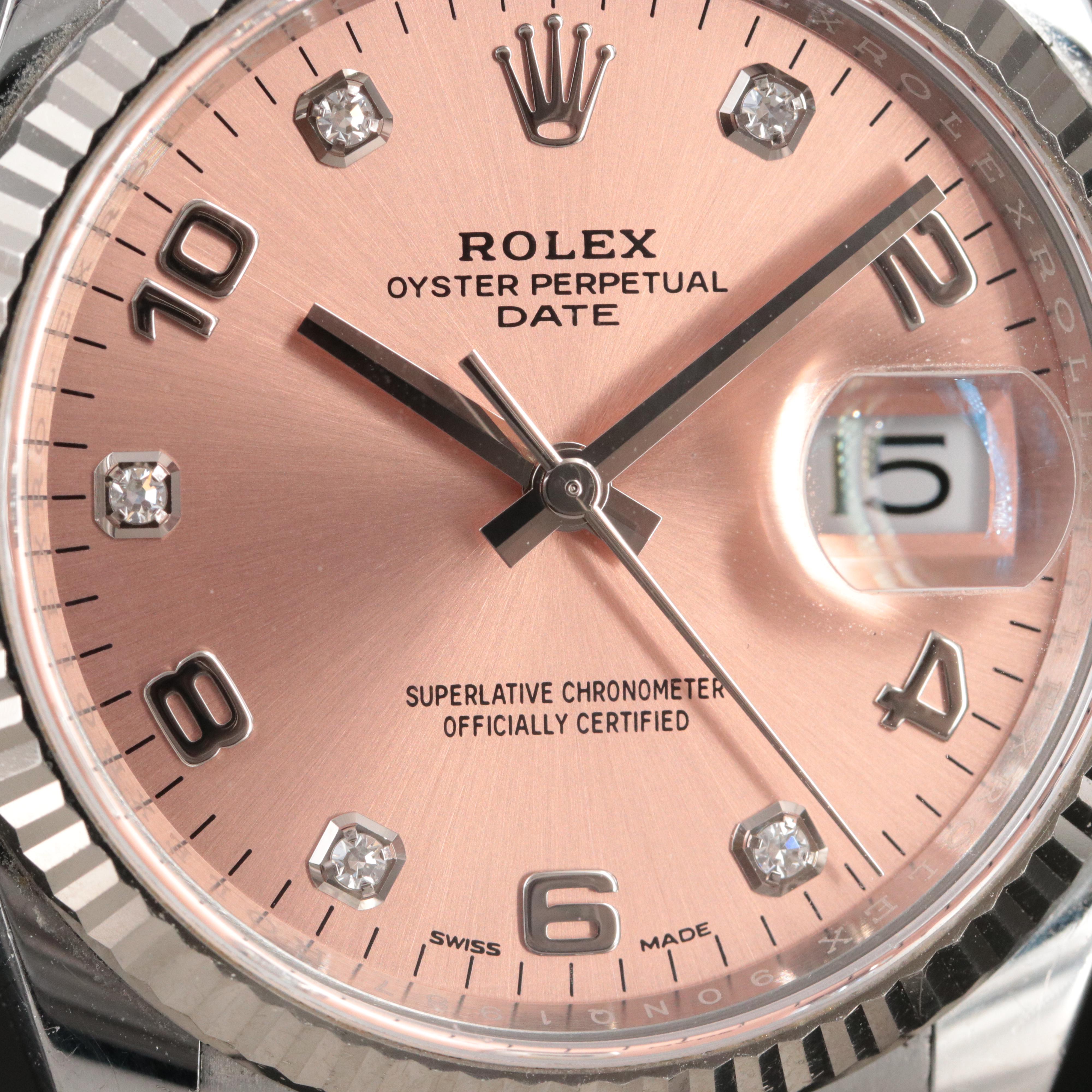 Rolex Oyster Perpetual Date 115234 Diamond Dial Watch