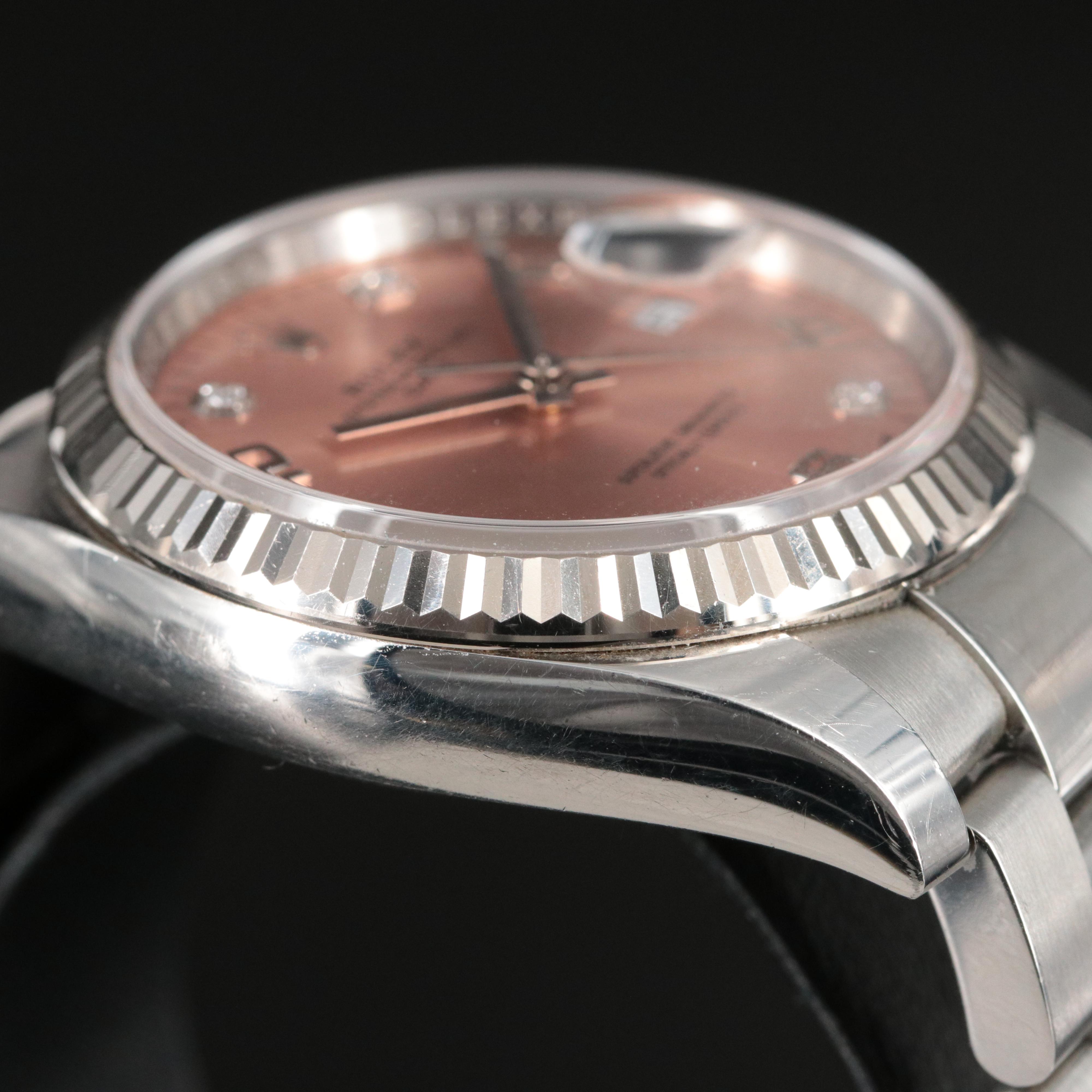 Rolex Oyster Perpetual Date 115234 Diamond Dial Watch